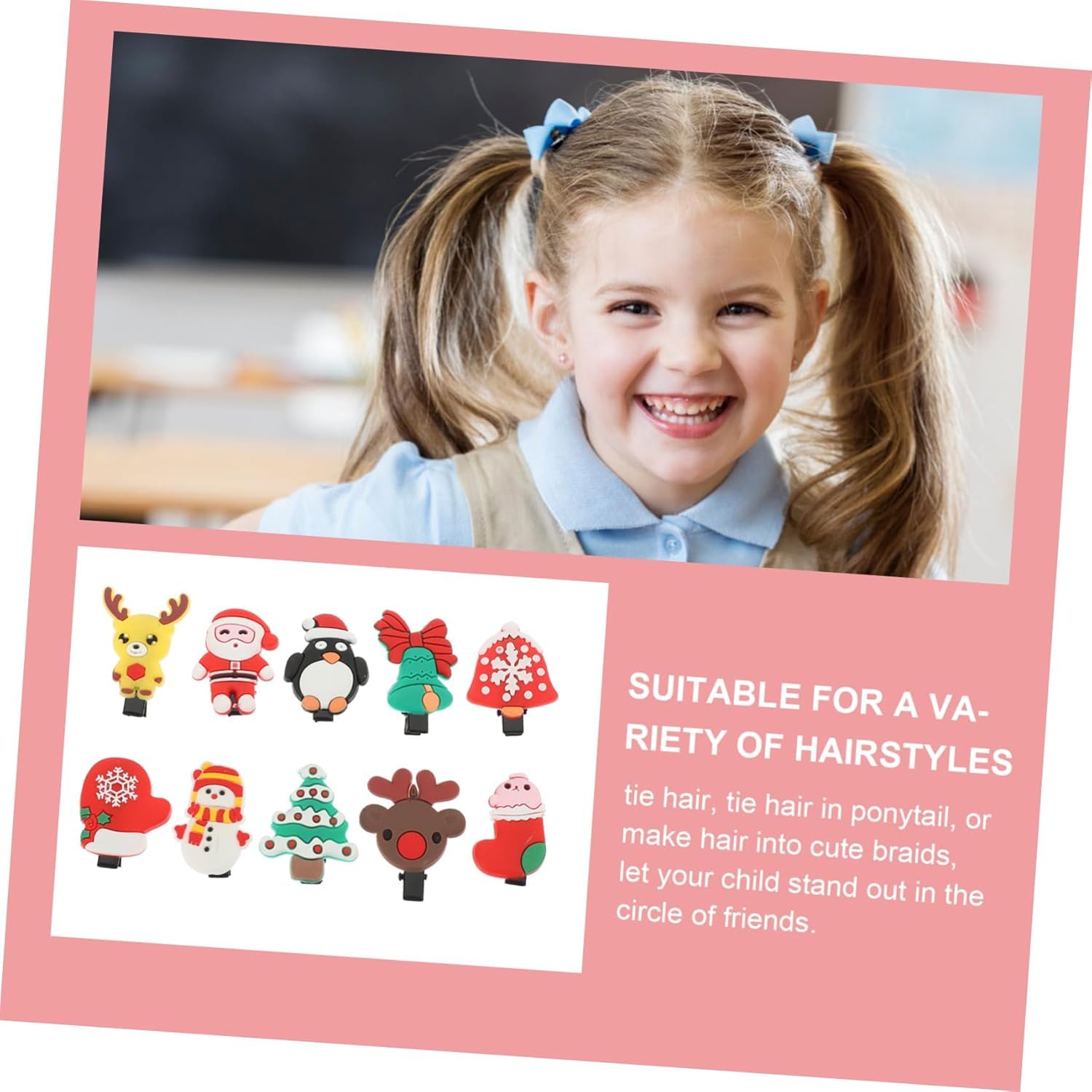 BAKEFY 20 Pack Christmas Hair Bows for Girls - Festive Hair Clips & Hair Accessories for Baby & Kids - Xmas Hair Decorations & Bowknots - Perfect for Holiday Parties, School Events & Family Photos