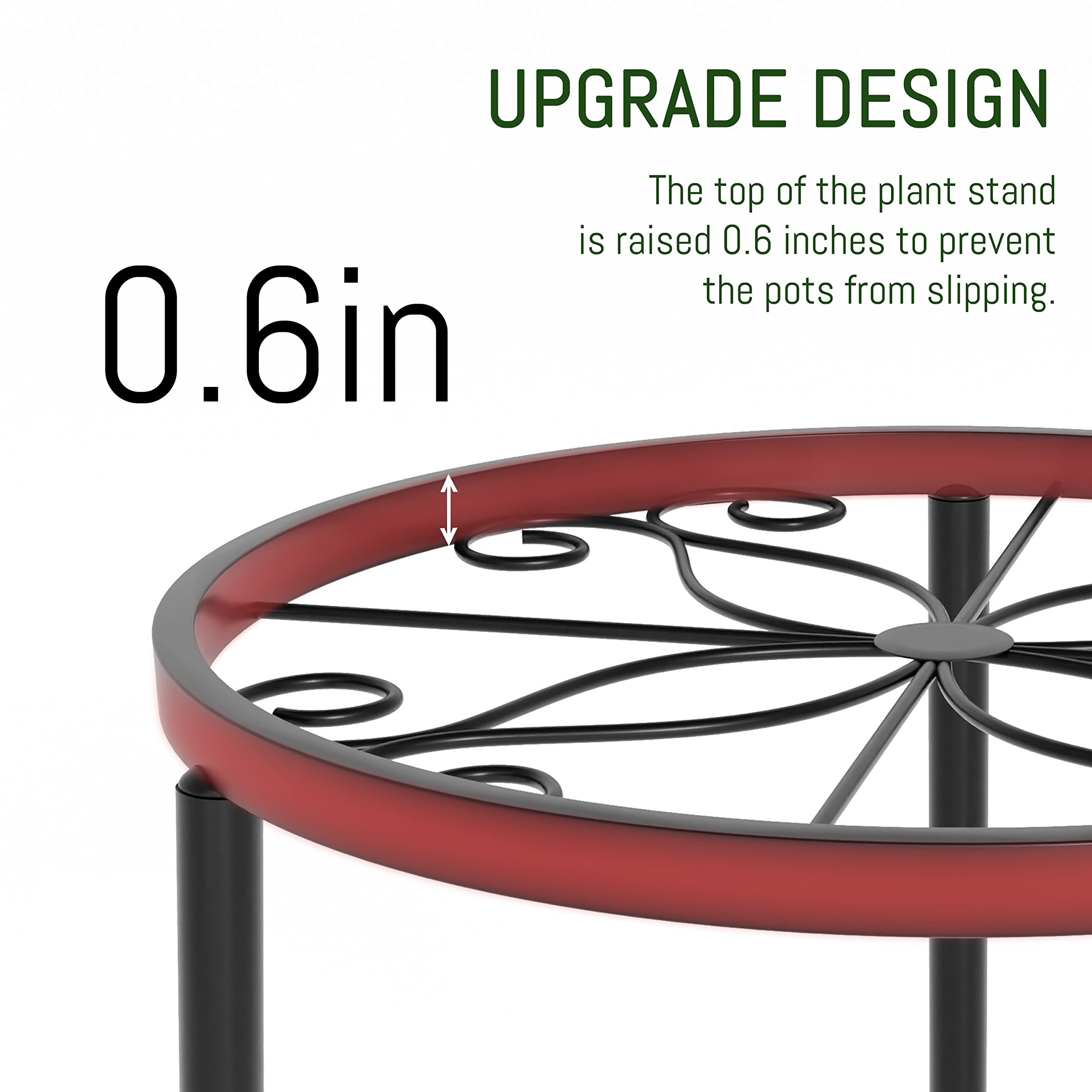 5-Pack Heavy Duty Metal Plant Stands - Rust-Resistant Iron Flower Pot Shelf for Indoor & Outdoor Plants - Perfect for Home, Garden, and Patio Decor (Black)