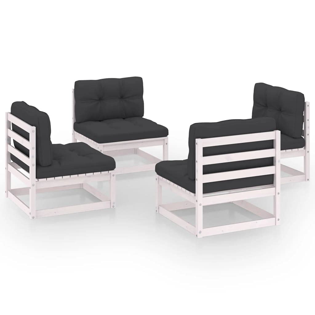 4-Piece Outdoor Garden Lounge Set with Cushions - Patio Sectional Sofa Conversation Set for Backyard, Balcony, Poolside - Durable Solid Pinewood Furniture for Relaxing & Entertaining Outdoors