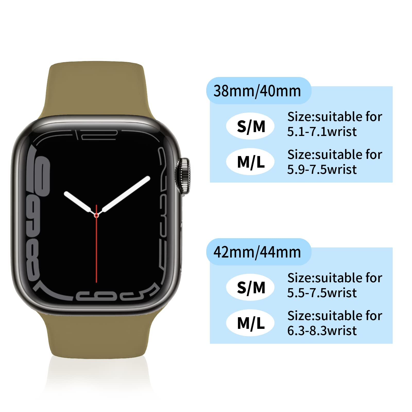 Premium Soft Silicone Sport Band for Apple Watch Series 1-9, SE, Ultra & Ultra 2 - Compatible with 38mm/40mm/41mm/42mm/44mm/45mm/49mm - Durable Replacement Strap for Men & Women - Perfect for Workouts, Running & Daily Wear