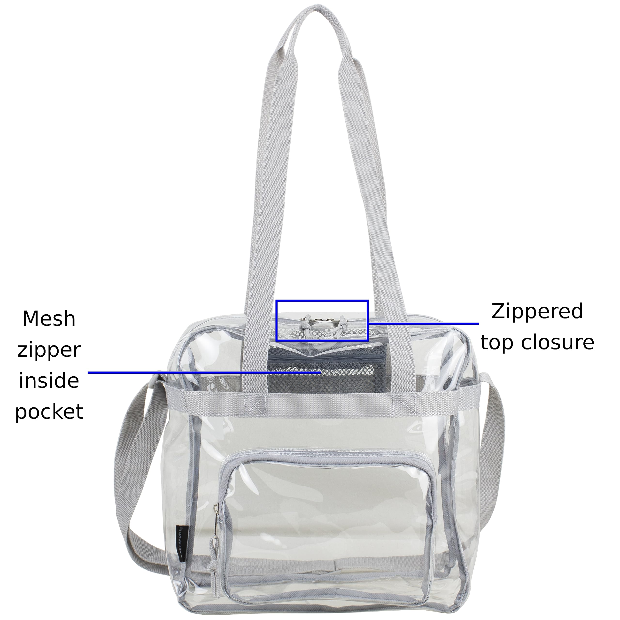 Eastsport Clear Stadium Approved Tote Bag - Crossbody Shoulder Messenger Purse with Adjustable Strap for Sports, Concerts & Work Events - Transparent See-Through Design Perfect for NFL Games, Music Festivals & Security Checkpoints