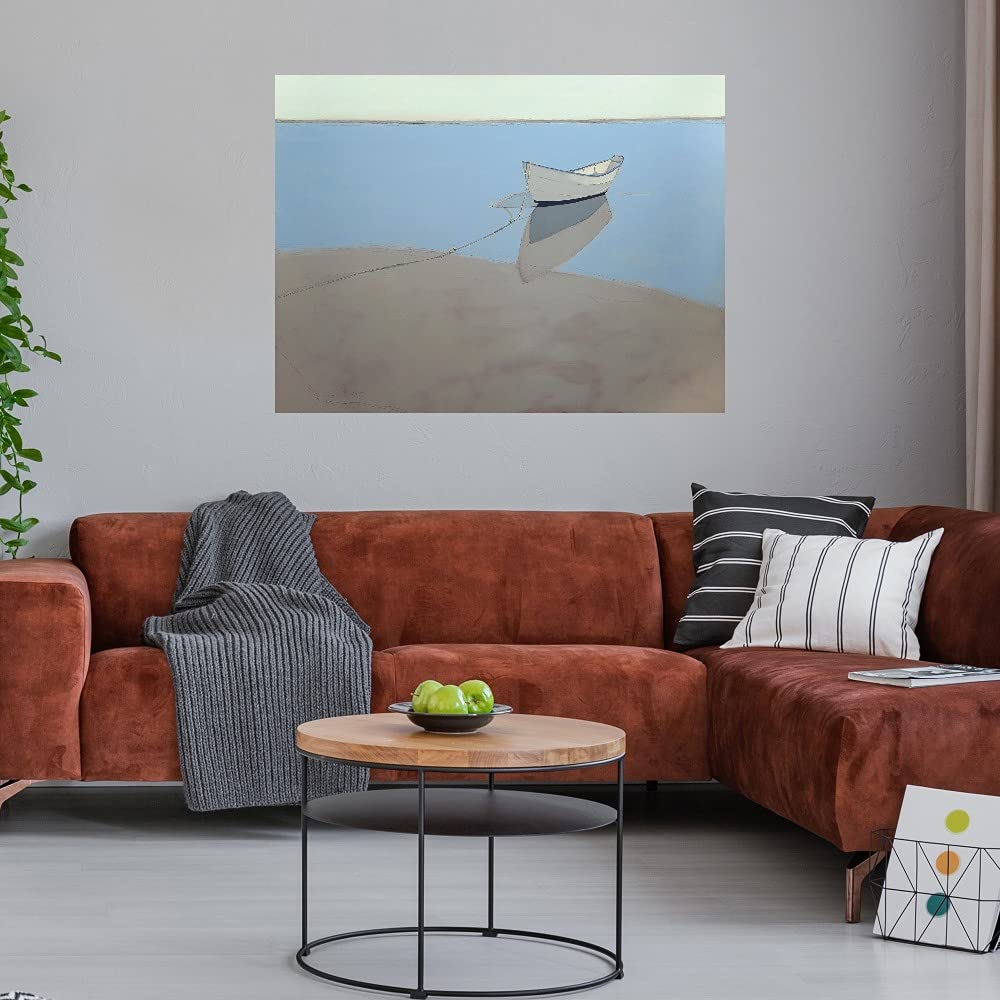 Fine Art Canvas White Dory Wall Decor by Artist John Rufo - Ready to Hang 46x35 Inch - Perfect for Living Room, Bedroom, Bathroom, Kitchen, Office, Bar & Dining Room - Coastal & Modern Home Decor