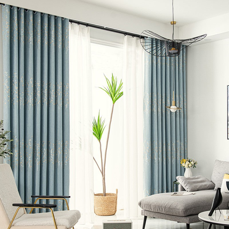Tinsley Rustic Jacquard Tree Print Blackout Custom Curtains for Living Room & Bedroom - Thermal Insulated Window Drapes for Home Decor
