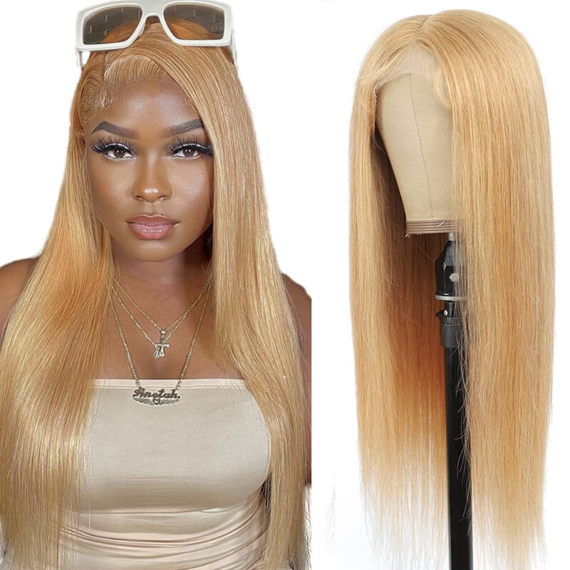 Eullair Glueless Honey Blonde Lace Frontal Wig - Bombshell Brown Girl Ash Blonde Straight & Body Wave Human Hair Wig for Women | Perfect for Daily Wear, Parties & Special Occasions