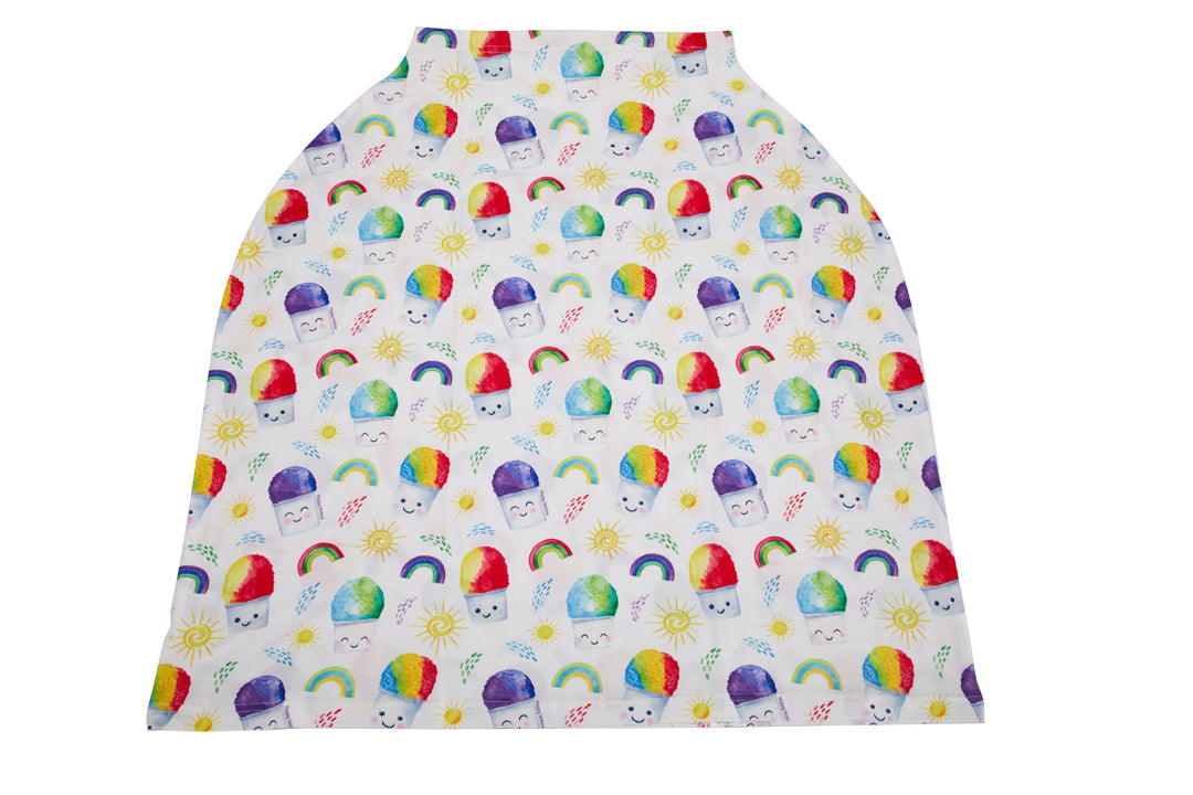 Baby Nursing Car Seat Cover - Breathable UV Protection for Infants, Soft Shave Ice White - Perfect for Strollers, Shopping & Outdoor Activities
