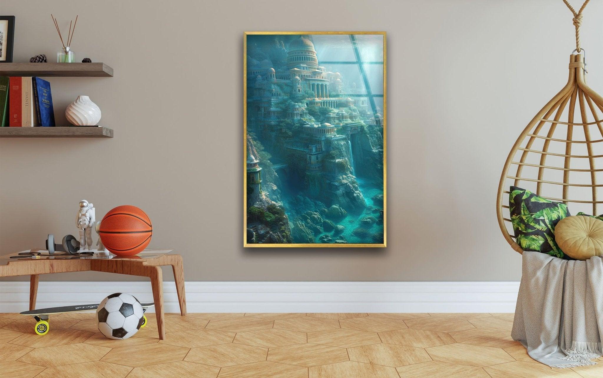 Atlantis Glass Wall Art - Stunning Ocean-Themed Decorative Glass Panel for Living Room, Bedroom & Office | Perfect for Home & Office Decor