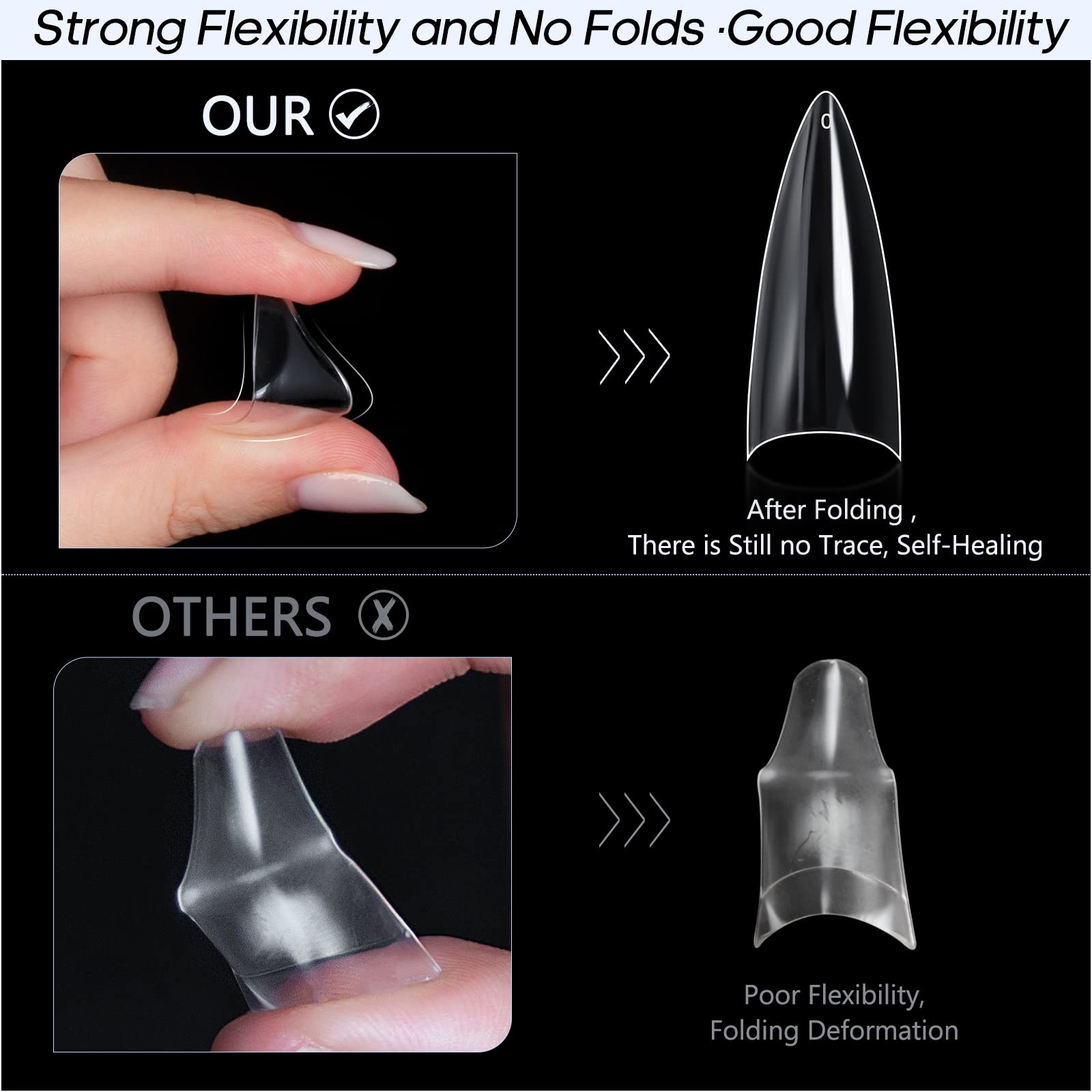 Ranrose 120PCS Short Soft Gel Stiletto Nail Tips - Half Cover False Nails Almond Shape Point Acrylic Sharp Artificial Nails for DIY Manicure | Perfect for Salon, Home Use & Nail Art Enthusiasts