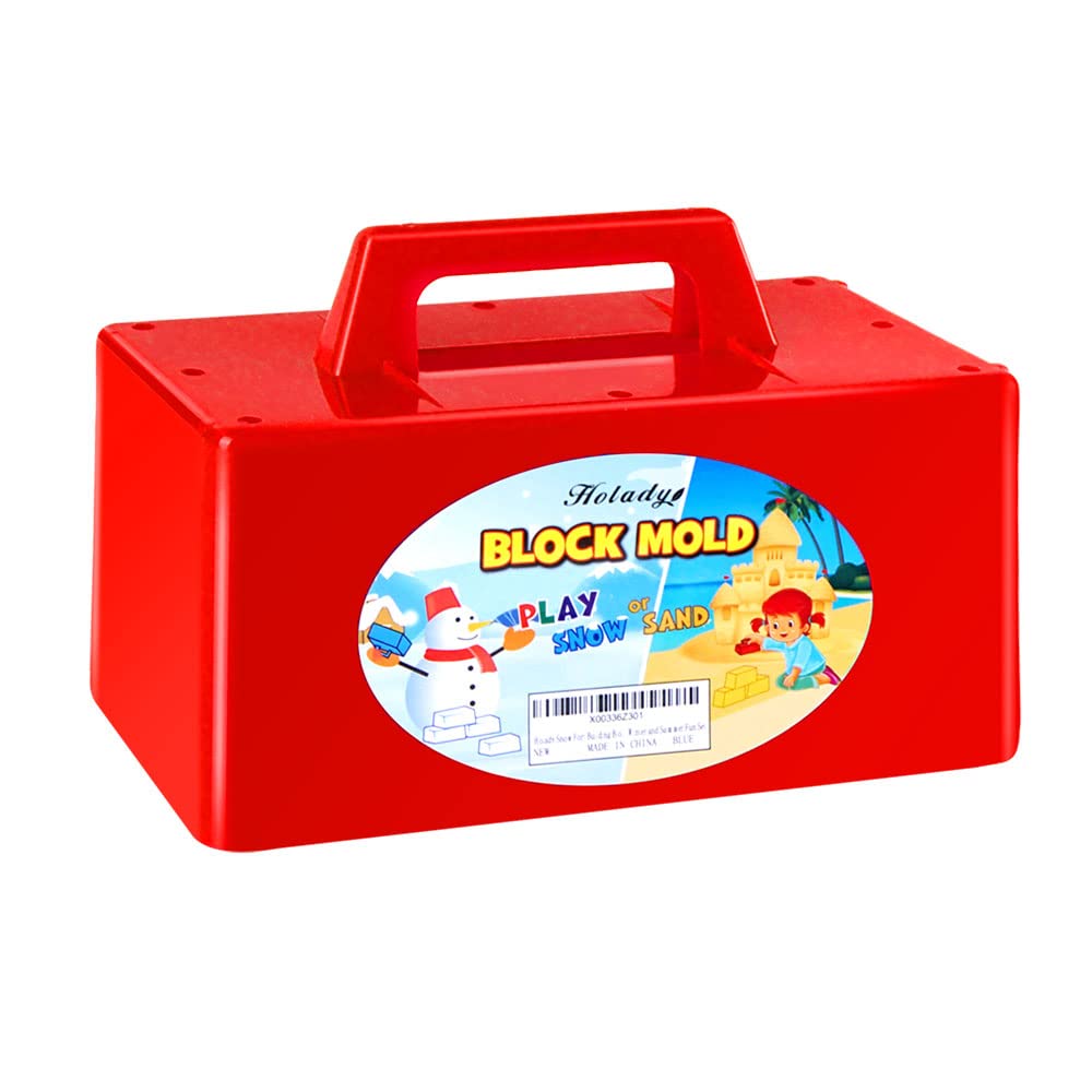 **Holady Snow Fort Building Blocks & Sand Castle Mold Kit - Winter Snow Brick Maker & Summer Beach Toys for Kids - Outdoor Fun for Snow Play & Sandcastle Building (Red)**