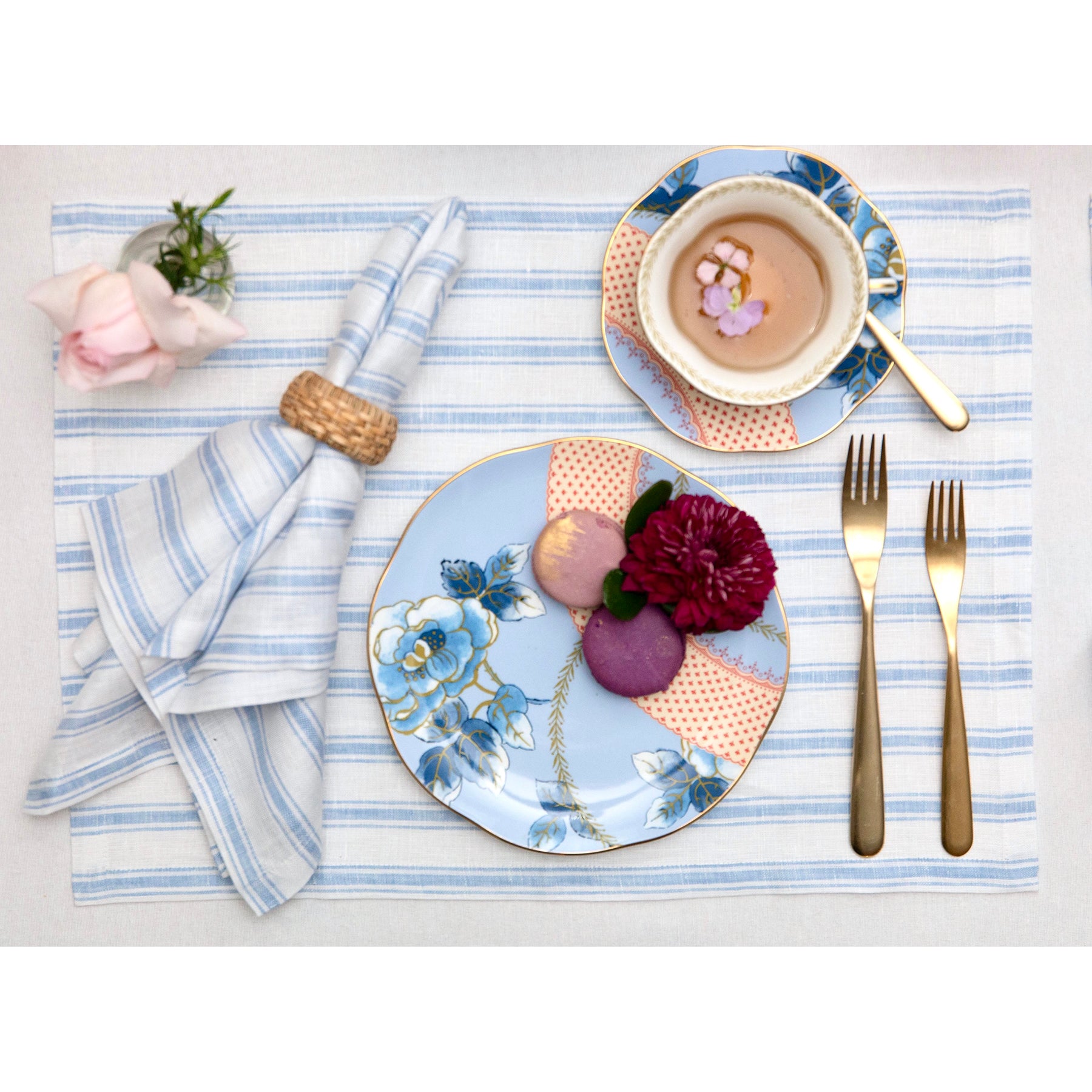 Stylish Capri Ticking Stripe Placemats - Set of 4 Cotton Table Mats for Dining & Kitchen Decor - Perfect for Farmhouse, Coastal, or Modern Home Settings