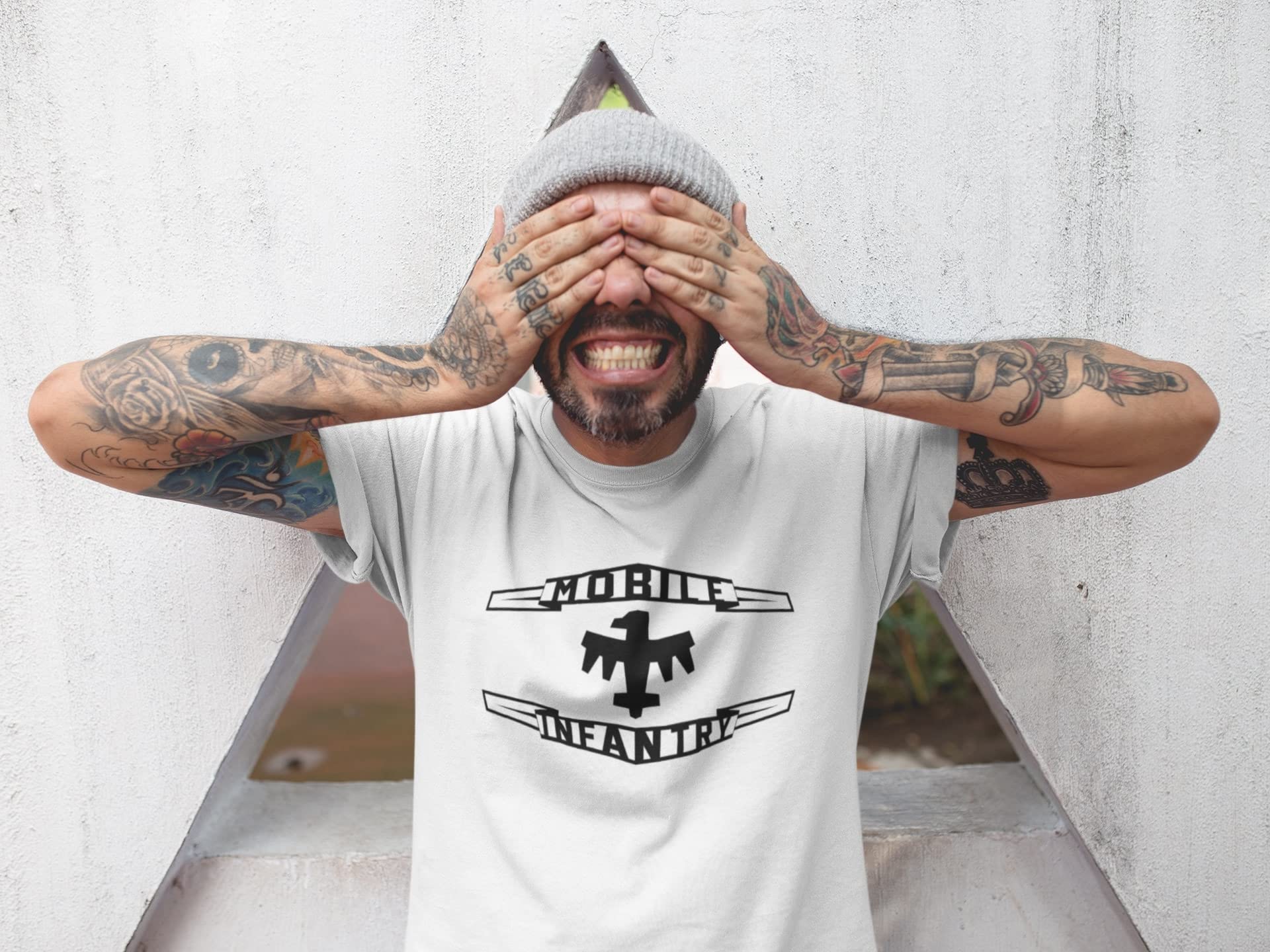 Pop Threads Terran Federation Mobile Infantry Flag Graphic T-Shirt for Men - Sci-Fi Military Inspired Casual Wear for Gaming, Cosplay & Everyday Outfits