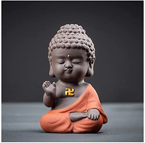 Handcrafted Purple Clay Buddha Statue - Baby Monk Figurine for Meditation & Home Decor | Exquisite Buddhist Gift for Spiritual Spaces, Yoga Studios & Zen Gardens