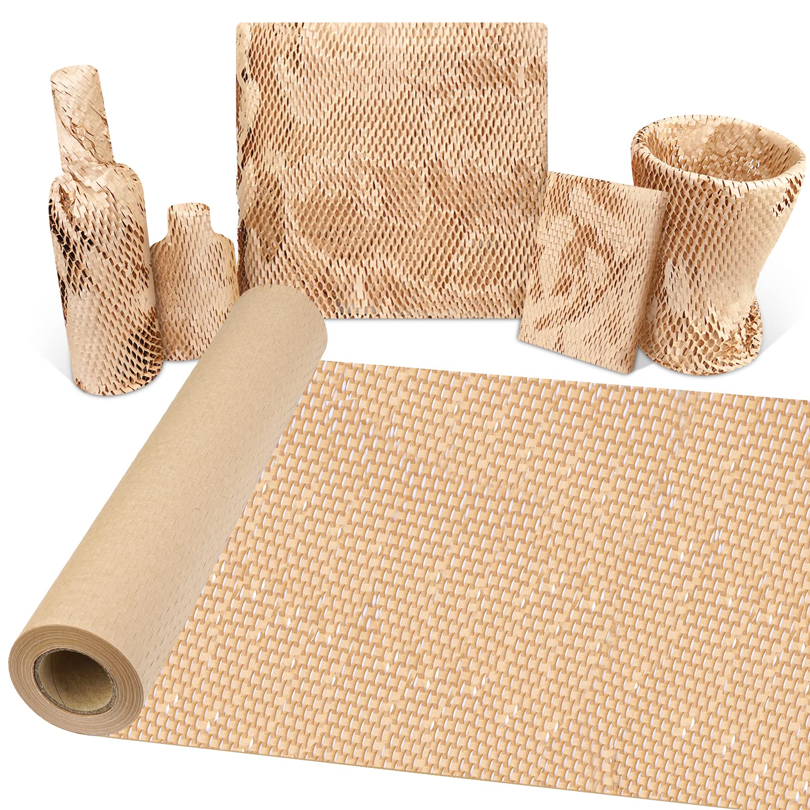 TICONN Honeycomb Packing Paper - 65ft Eco-Friendly Bubble Wrap for Moving, Shipping & Storage | Recyclable Cushioning Material for Fragile Items, Dishes & Electronics | Perfect for Home, Office & Warehouse Use