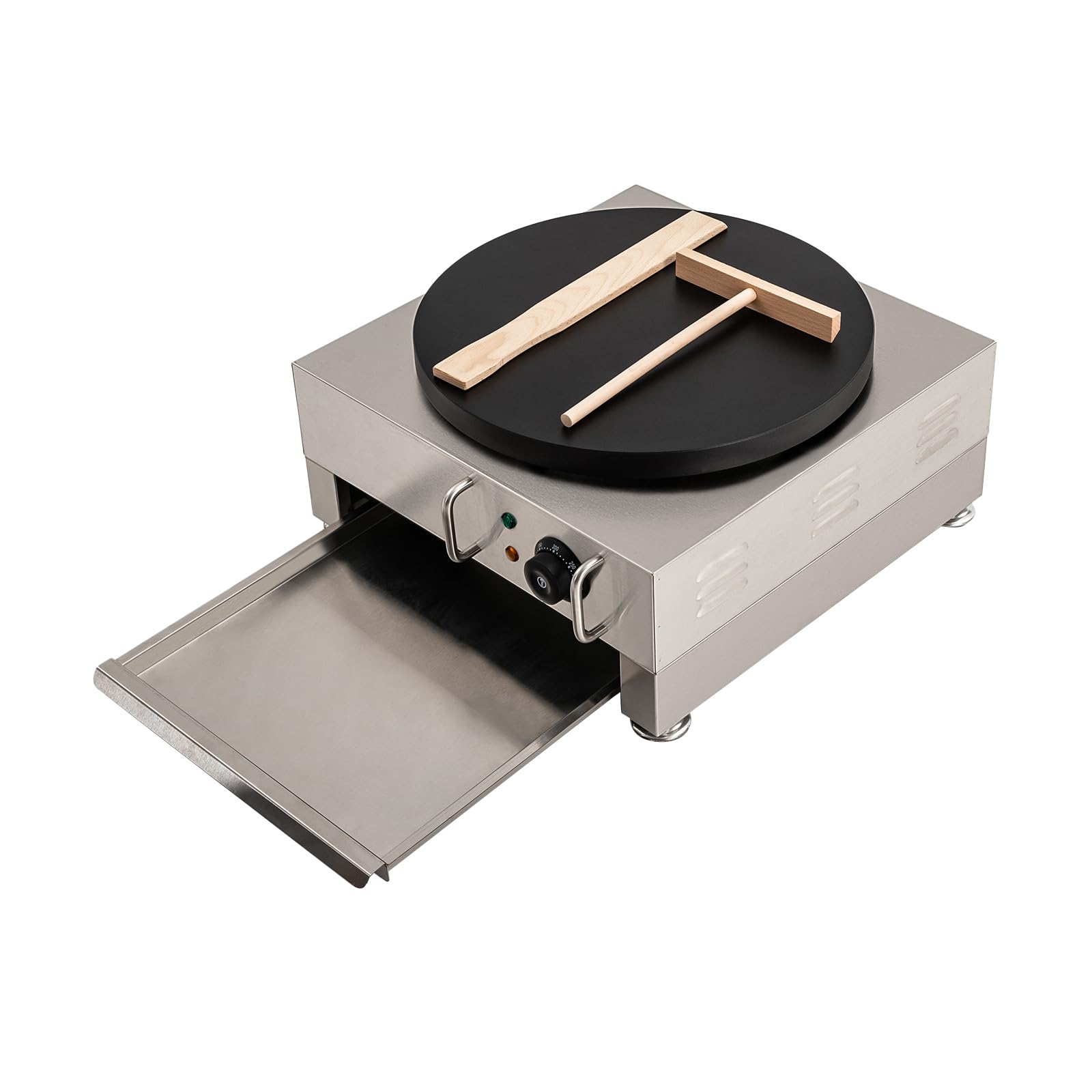 16-Inch Electric Crepe Maker & Pancake Griddle - Commercial Non-Stick Stainless Steel Baking Machine (122-572°F) for Restaurants, Dessert Shops, Snack Bars - Perfect for Crepes, Pancakes, Waffles and Breakfast Cooking