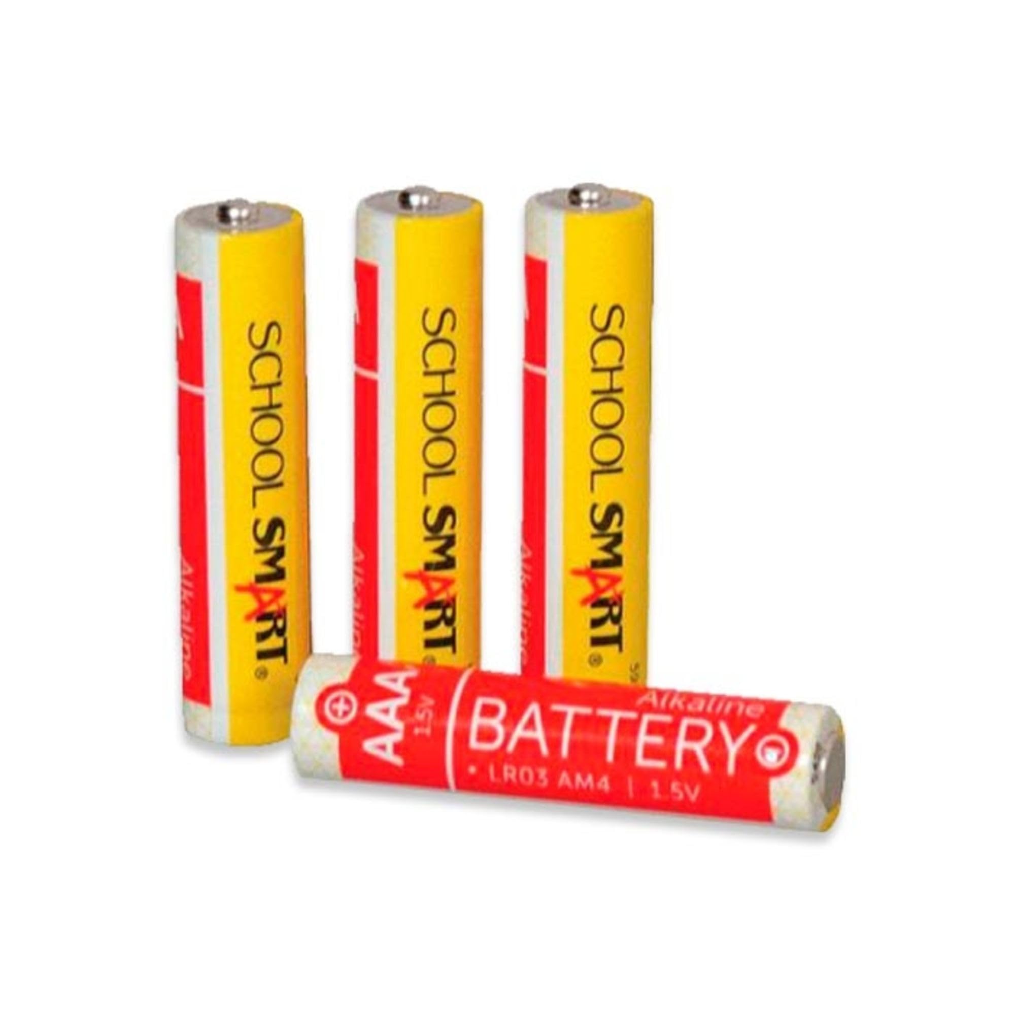 School Smart Alkaline AAA Batteries - 4 Pack | Long-Lasting Power for Toys, Remote Controls & Electronics | Reliable Performance for Home, Office & School Use