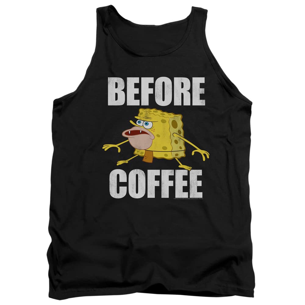 LOGOVISION Spongebob Before Coffee Meme Unisex Tank Top for Men & Women - Funny Graphic Tee for Casual Wear, Gifts & Meme Lovers