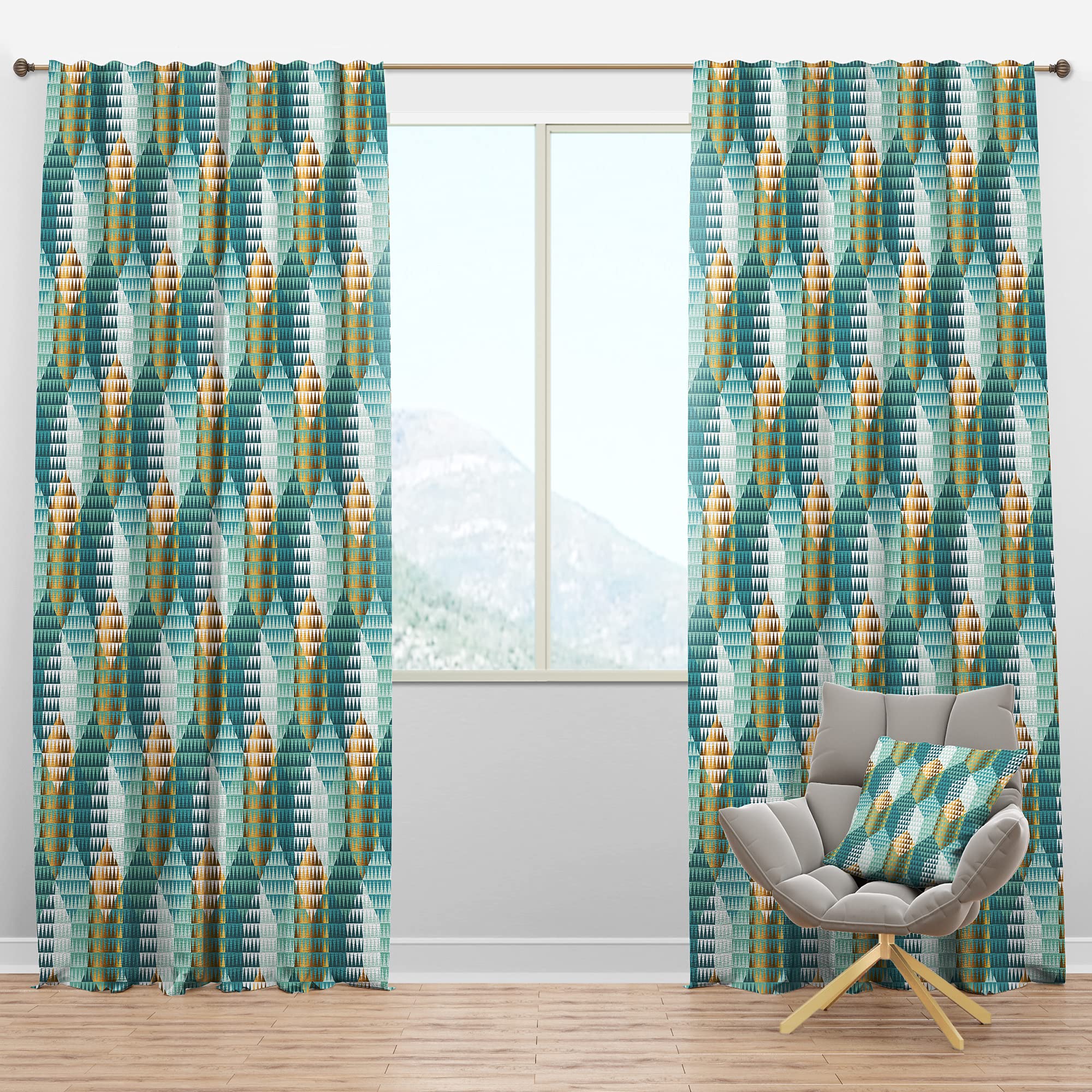DesignQ Blackout Curtains - Thermal Insulated Retro Hexagon Pattern IV Window Drapes for Bedroom & Living Room (52x63 Inches, Single Panel) - Perfect for Light Blocking, Privacy & Energy Efficiency