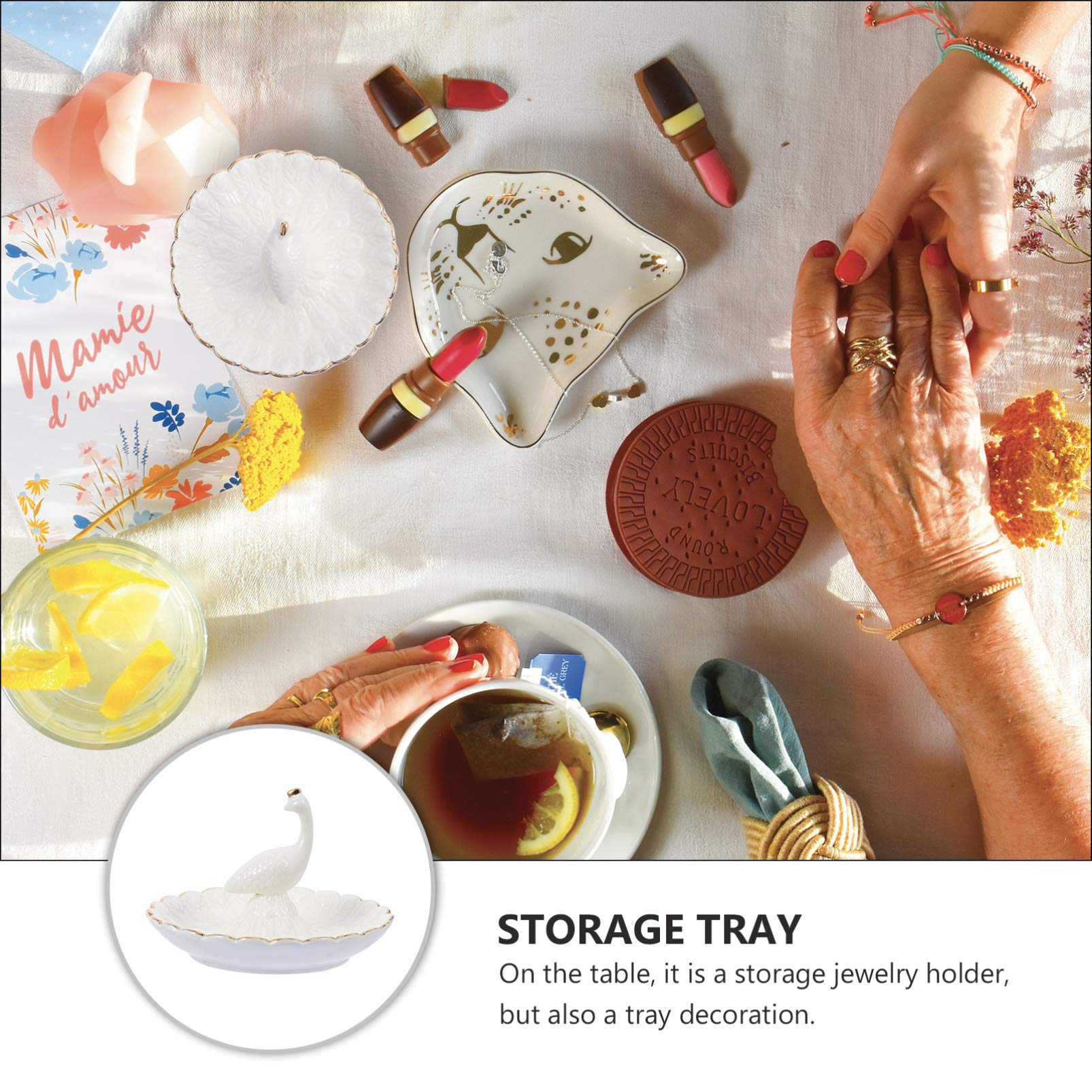 Peacock Jewelry Tray - Elegant Ring, Earring, Bracelet & Necklace Storage Dish | Stylish Jewelry Organizer Plate for Vanity, Dresser & Travel | Jewelry Container & Decorative Trinket Tray for Home Decor