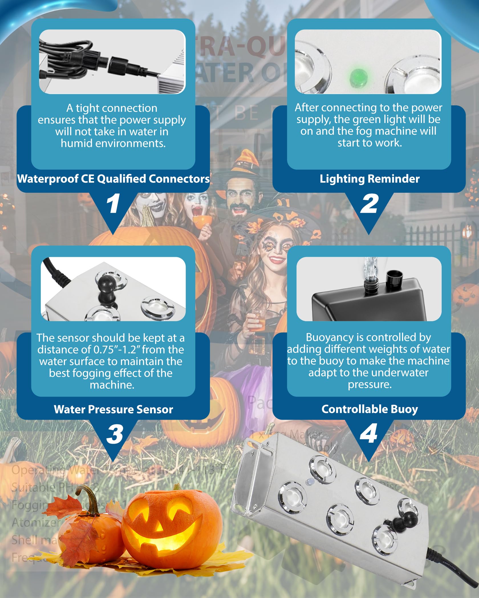 6-Head Ultrasonic Mist Maker for Ponds, Water Fogger with Float & Power Supply - Perfect for Halloween Decor, Outdoor Landscaping, Greenhouse Humidification, Rockery & Lawn Enhancement