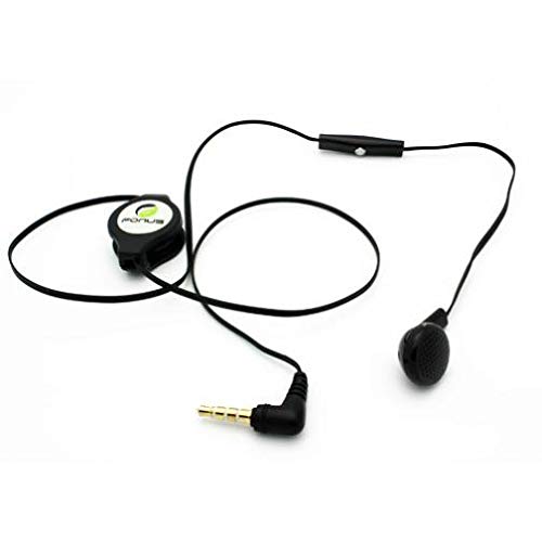 Retractable Mono Earphone with Mic - 3.5mm Headset for Motorola Moto G Stylus 5G | Hands-Free Earbud for Driving, Gaming & Work Calls | Compatible with Moto G Stylus 5G Smartphone
