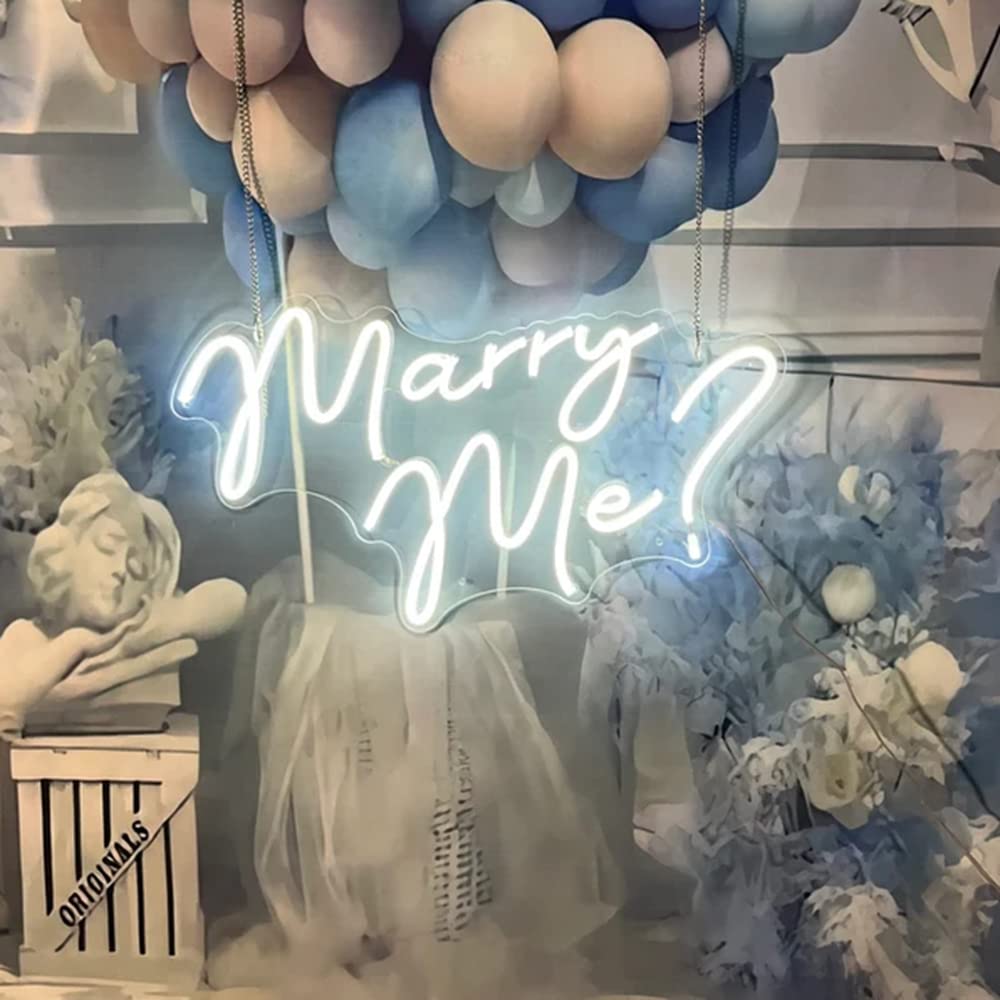 Custom Neon 'Marry Me' Sign with LED Lights - Wedding Proposal Decor, Bedroom Wall Art, Unique Gift for Women (17.7x8.8 Inches) - Perfect for Romantic Proposals, Anniversary Surprises & Wedding Decorations