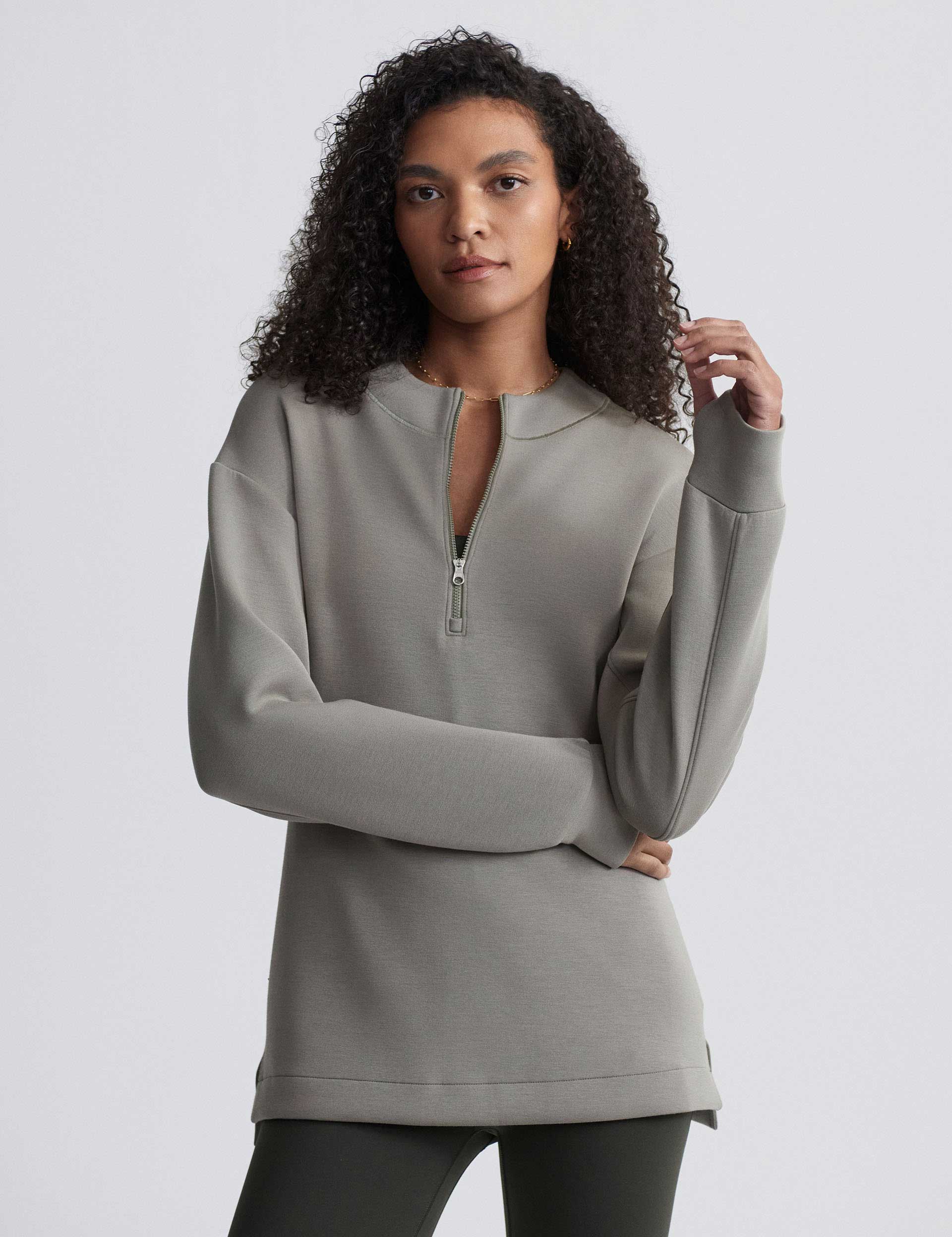 Cleo Half Zip Midlayer Fleece Jacket for Women - Lightweight & Warm Gravity Sage Color - Perfect for Hiking, Camping & Outdoor Activities