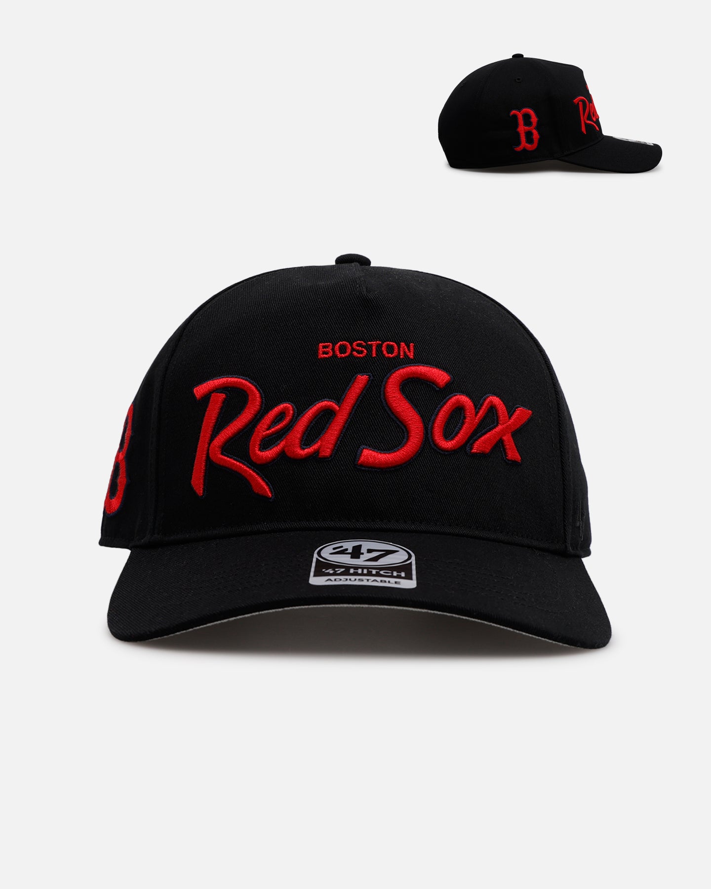 47 Brand Boston Red Sox 'Black Dome Script' Snapback Hat - Adjustable Hitch Back Closure - Official MLB Licensed Cap for Men & Women - Perfect for Baseball Games, Streetwear Fashion & Casual Outings
