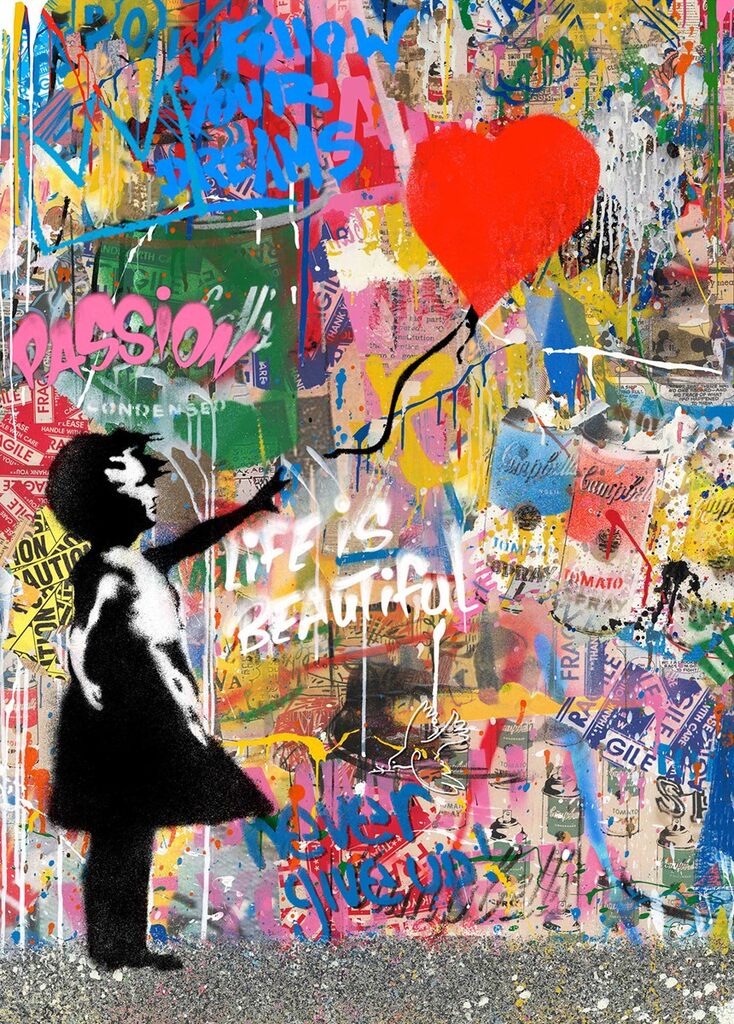 MR BRAINWASH REACH FOR LOVE Art Print - Pop Art Wall Decor for Home & Office - Perfect for Living Room, Bedroom, or Gift Giving