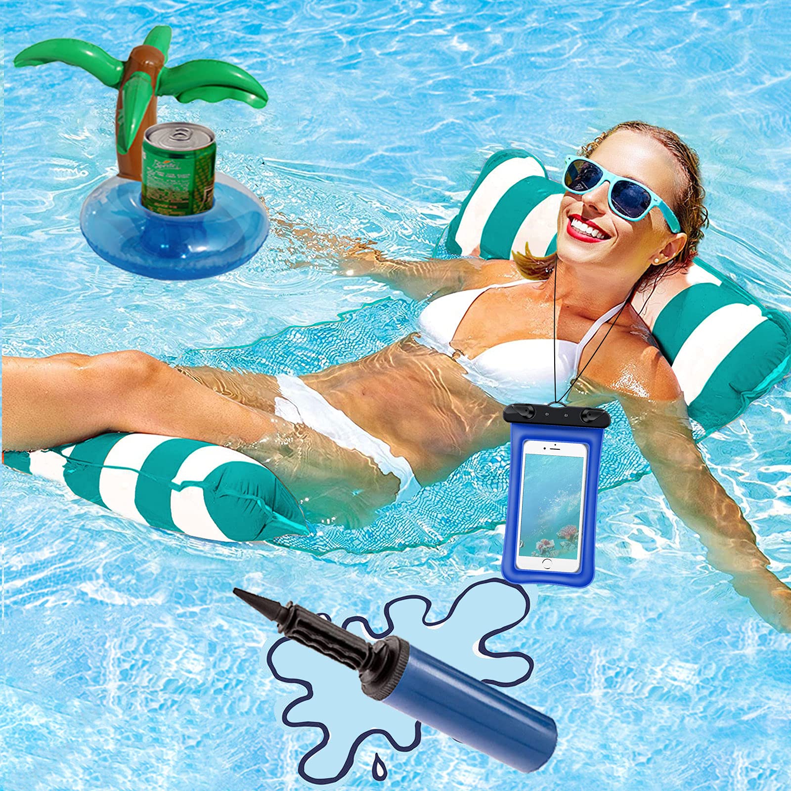 Best Inflatable Pool Floats for Adults - Large Floating Water Hammock, Multi-Purpose Swimming Float with Mesh Seat - Perfect for Pool Lounging, Relaxing & Summer Fun (Green)