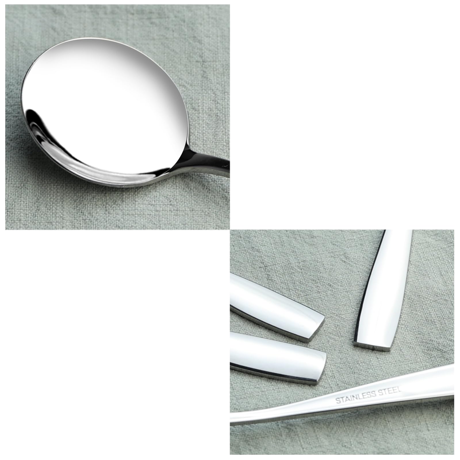 12-Piece Stainless Steel Round Soup Spoons Set - 7.2 Inch Bouillon Spoons for Dining, Restaurants & Elegant Table Settings