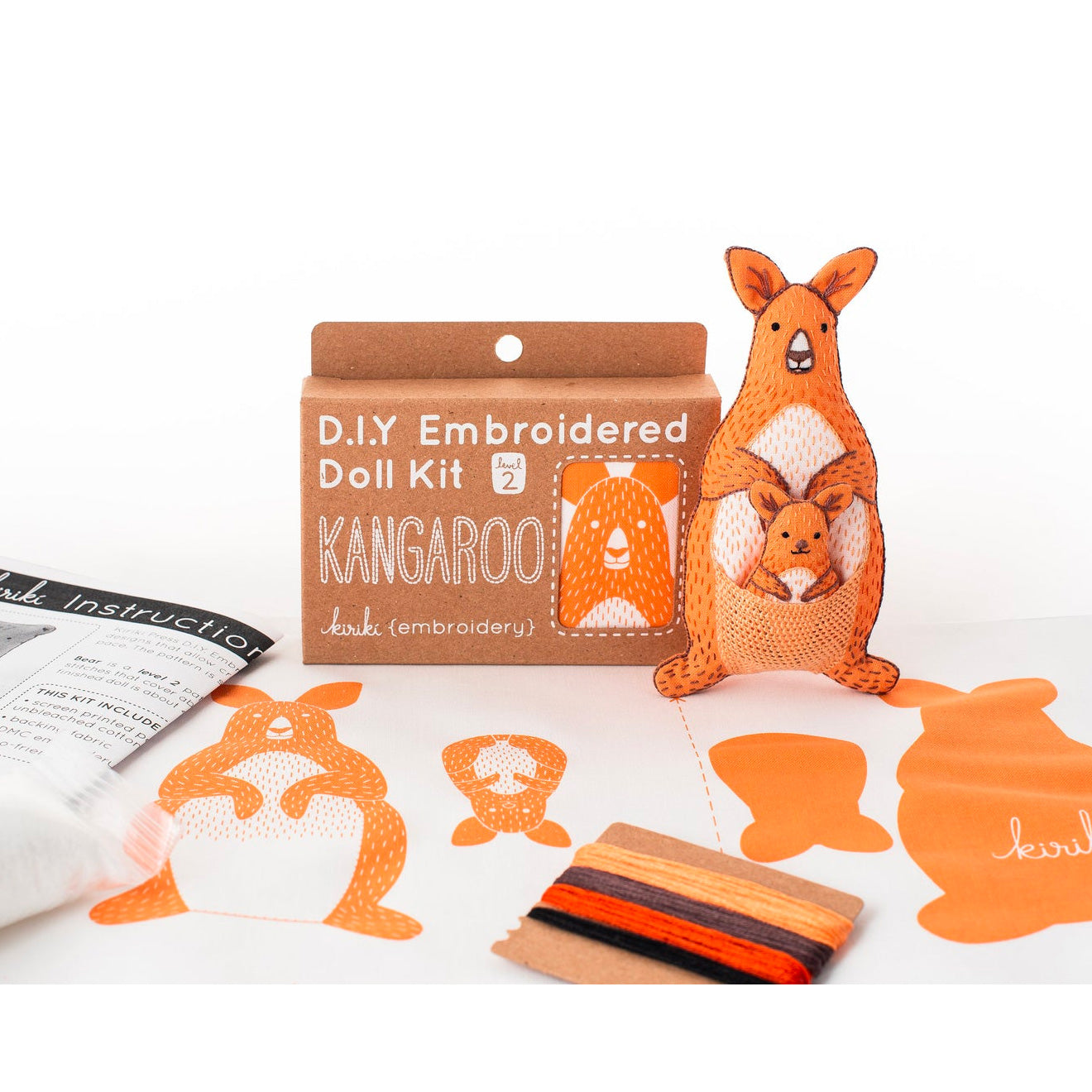 DIY Hand Embroidered Kangaroo Plushie Doll Kit - Soft Stuffed Animal Sewing Craft for Beginners - Perfect for Home Decor, Gift Giving & Stress Relief