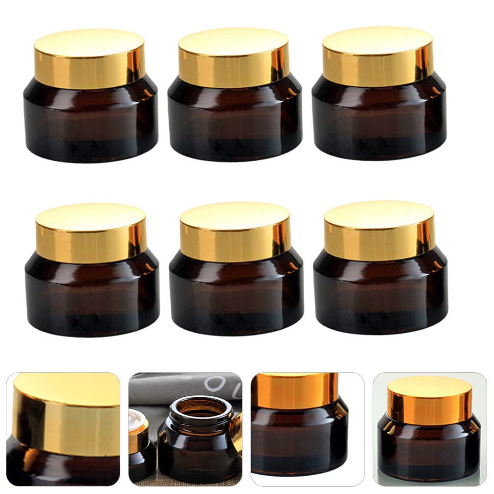 FRCOLOR 6-Piece Refillable Travel Cream Jars Set - Small Glass Cosmetic Containers for Makeup, Skincare & Samples - Perfect for Toiletries, DIY Beauty Products & Travel Accessories