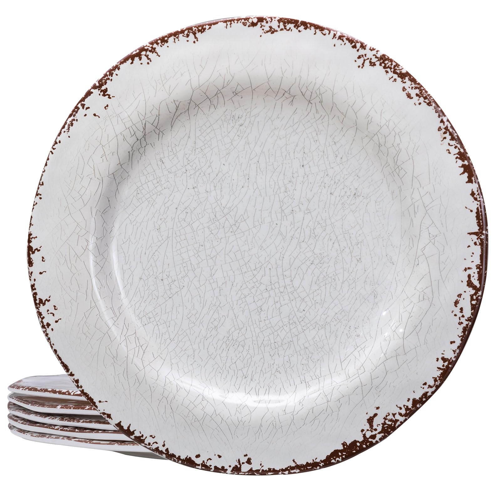 6-Piece White Melamine Dinner Plates - 11