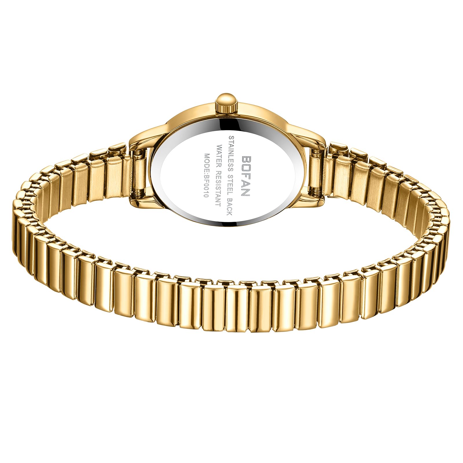 BOFAN Women's Small Gold Watch with Easy-Read Dial, Stainless Steel Expansion Band & Waterproof - Elegant Quartz Wristwatch for Everyday Wear, Office & Special Occasions