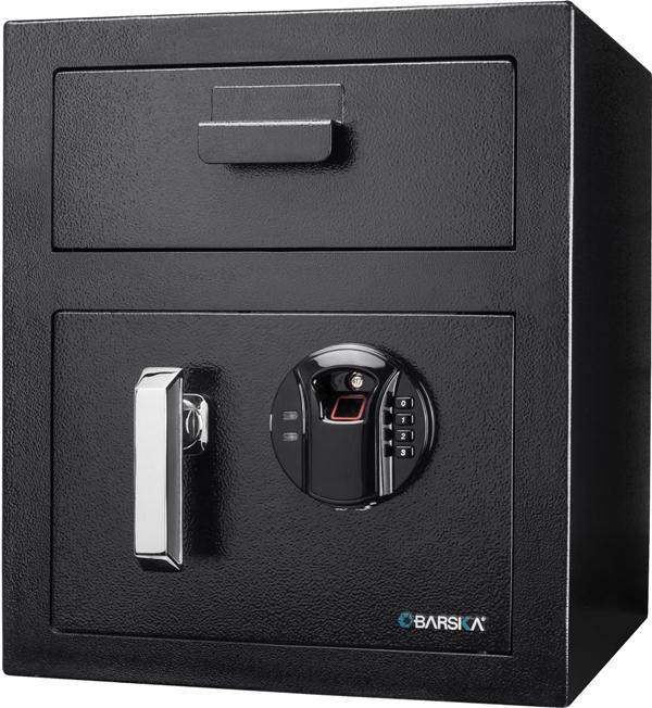 Barska AX13108 Biometric Keypad Depository Safe - Digital Fingerprint & Keypad Home/Office Security Safe Box for Cash, Jewelry, Documents - Perfect for Business, Retail, Hotel & Personal Use