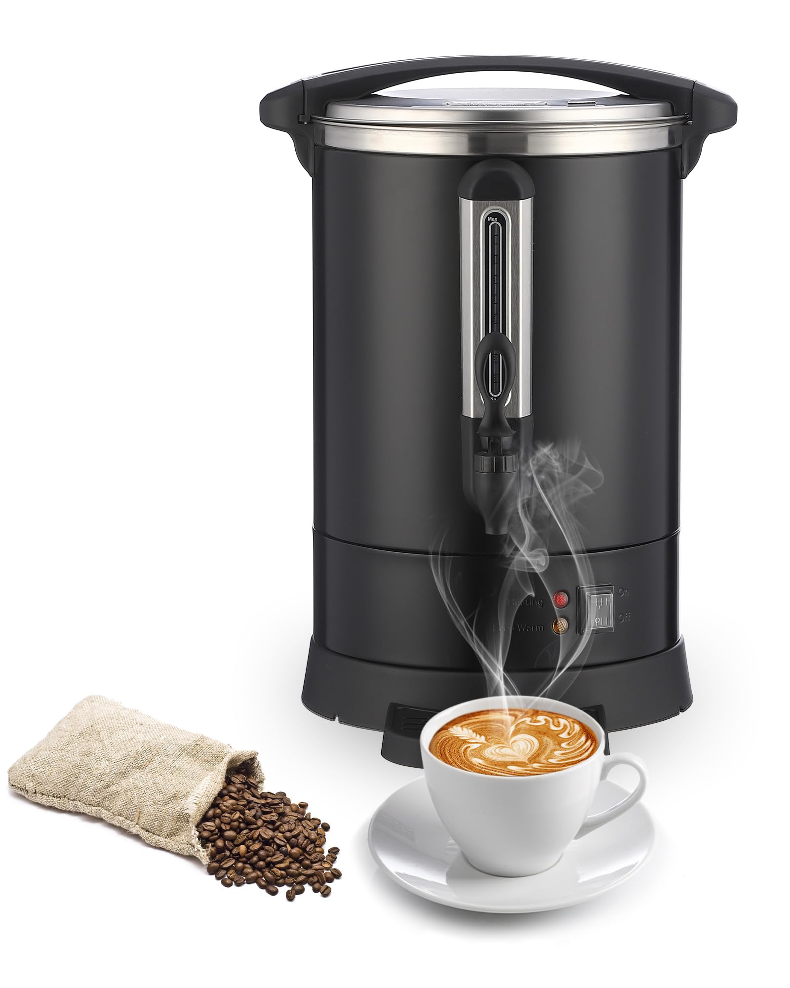 18L/4.8 Gal Commercial Stainless Steel Electric Coffee Urn - 120 Cup Fast Heating Coffee Maker with Heat Maintenance | Perfect for Buffet Catering, Parties, Restaurants & Large Events | Hot Water Dispenser for Tea, Cocoa & Beverages