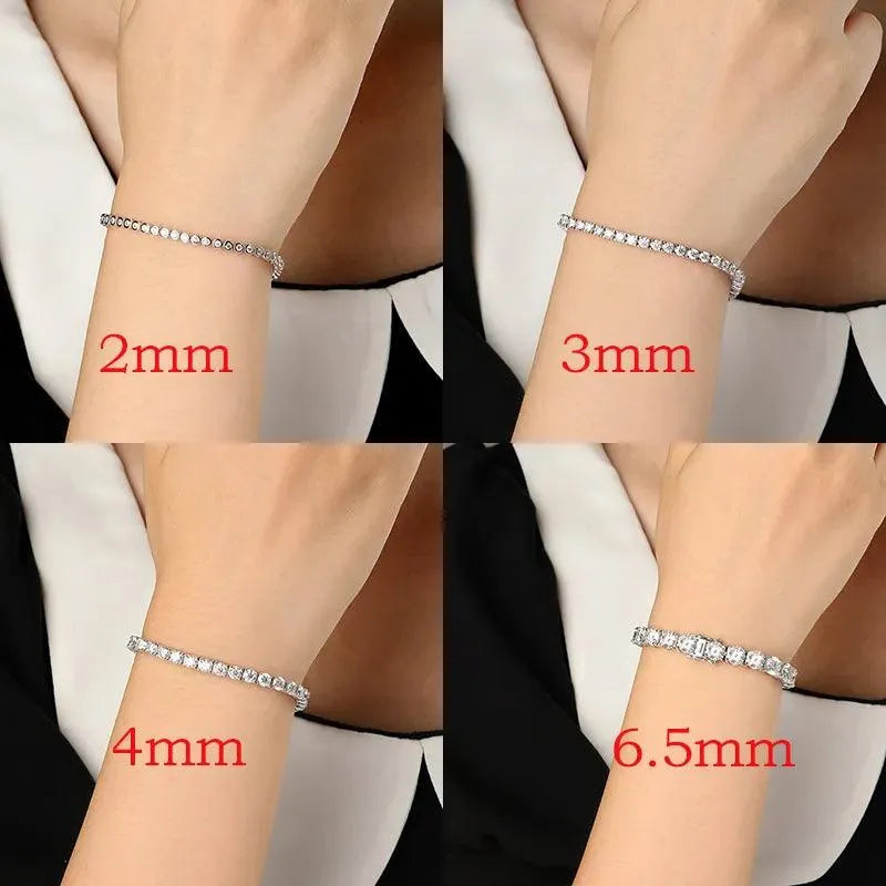 6.5mm Genuine Moissanite Tennis Bracelet for Women - 925 Sterling Silver Platinum Plated Wedding Jewelry - Perfect Christmas Gift, Anniversary Present & Special Occasion Accessory