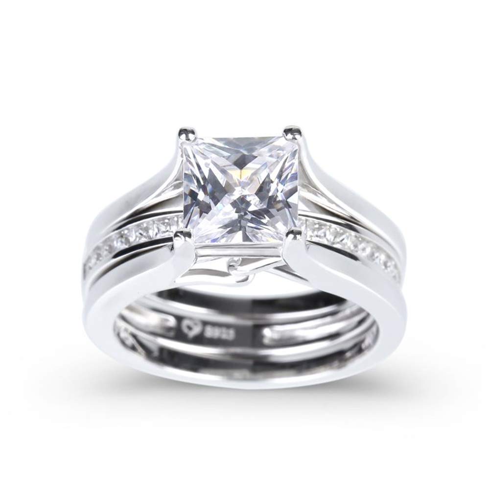 Jeulia Sterling Silver Princess Cut Interchangeable Ring Set - Fashion Anniversary, Promise, Engagement & Wedding Rings for Women with Gift Jewelry Box | Perfect for Proposals, Bridal Jewelry & Special Occasions