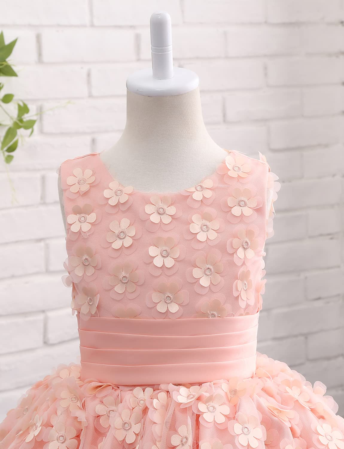 Sarahbridal Girls Wedding Dress - Handmade Flower Beaded Tulle Gown for Flower Girls, Birthday Party, Special Occasions | Perfect for Weddings, Pageants & Formal Events
