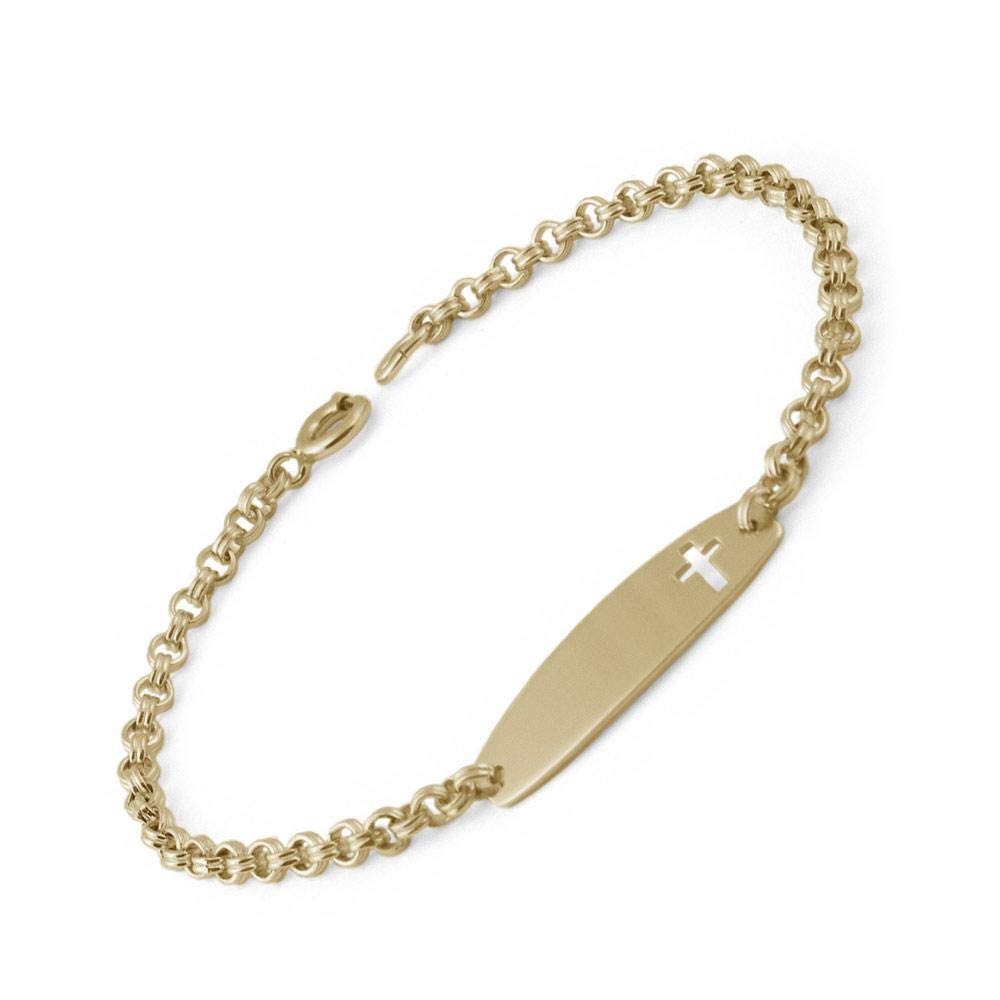 6 Inch Gold & Silver Cross ID Bracelets for Kids - Religious Jewelry for Boys & Girls - Perfect for Baptism, First Communion & Sunday School Gifts