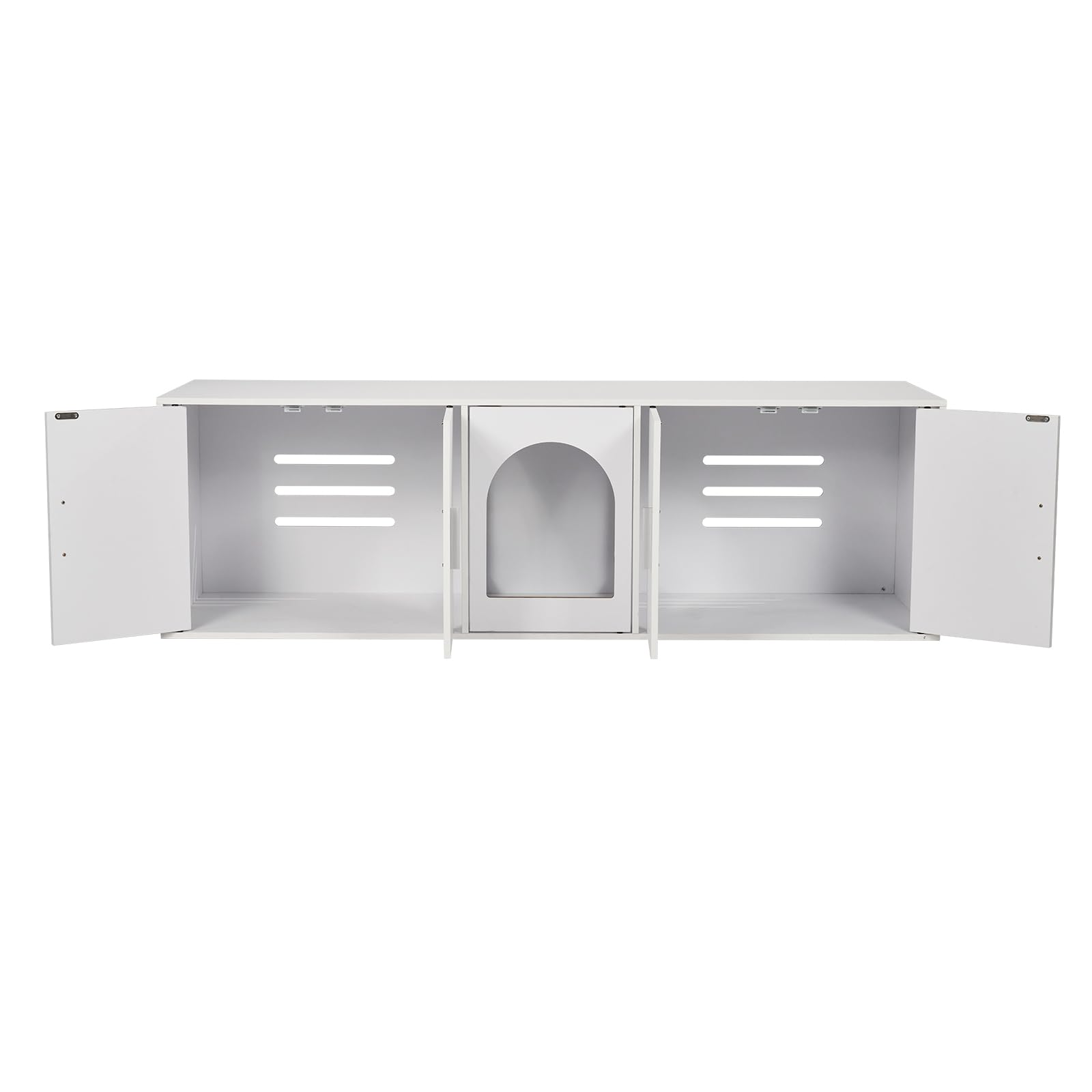 VEVOR Double Cat Litter Box Enclosure Furniture - Hidden Wooden Cabinet for 2 Cats with 2 Rooms, Fits Most Litter Boxes (57.9