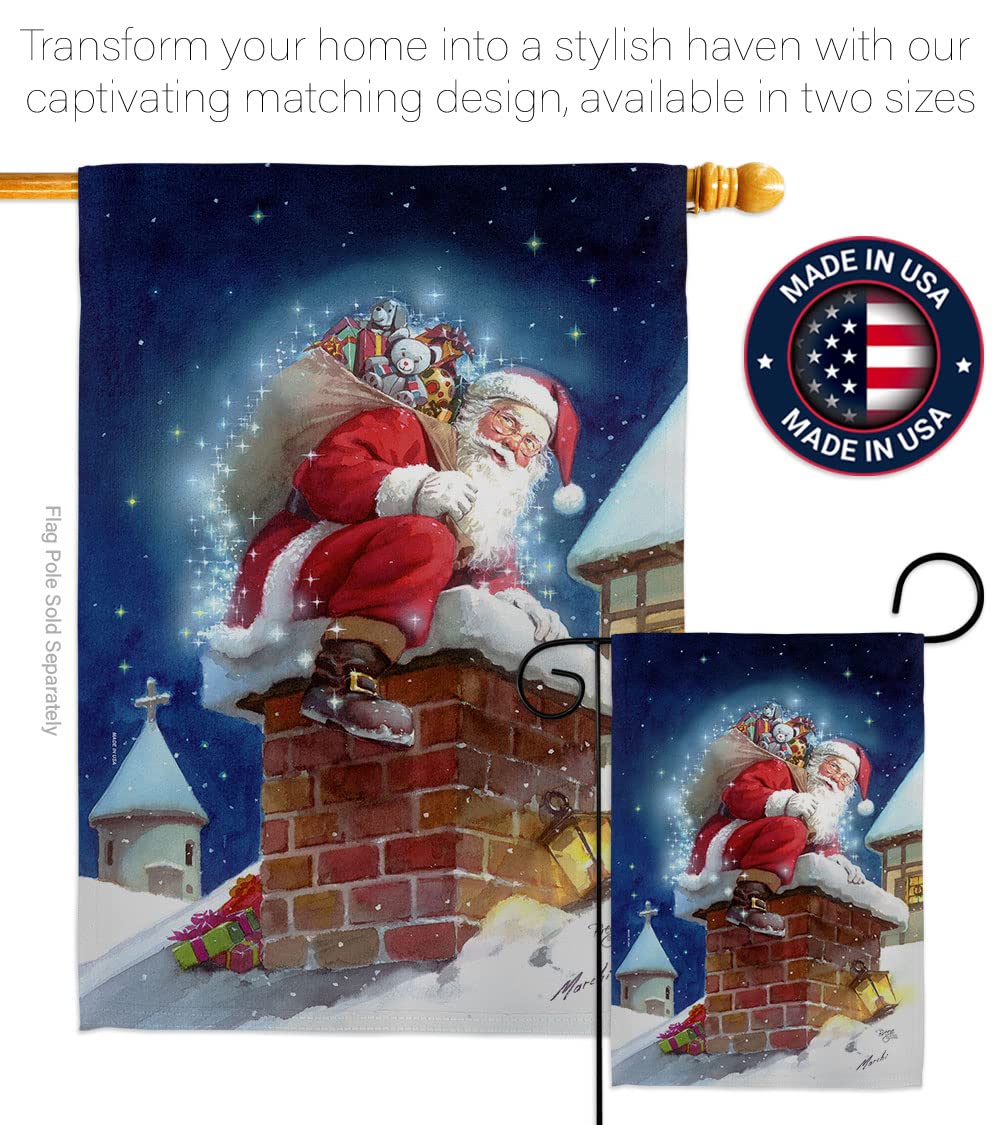 Christmas Chimney Santa Flags Set - 28x40