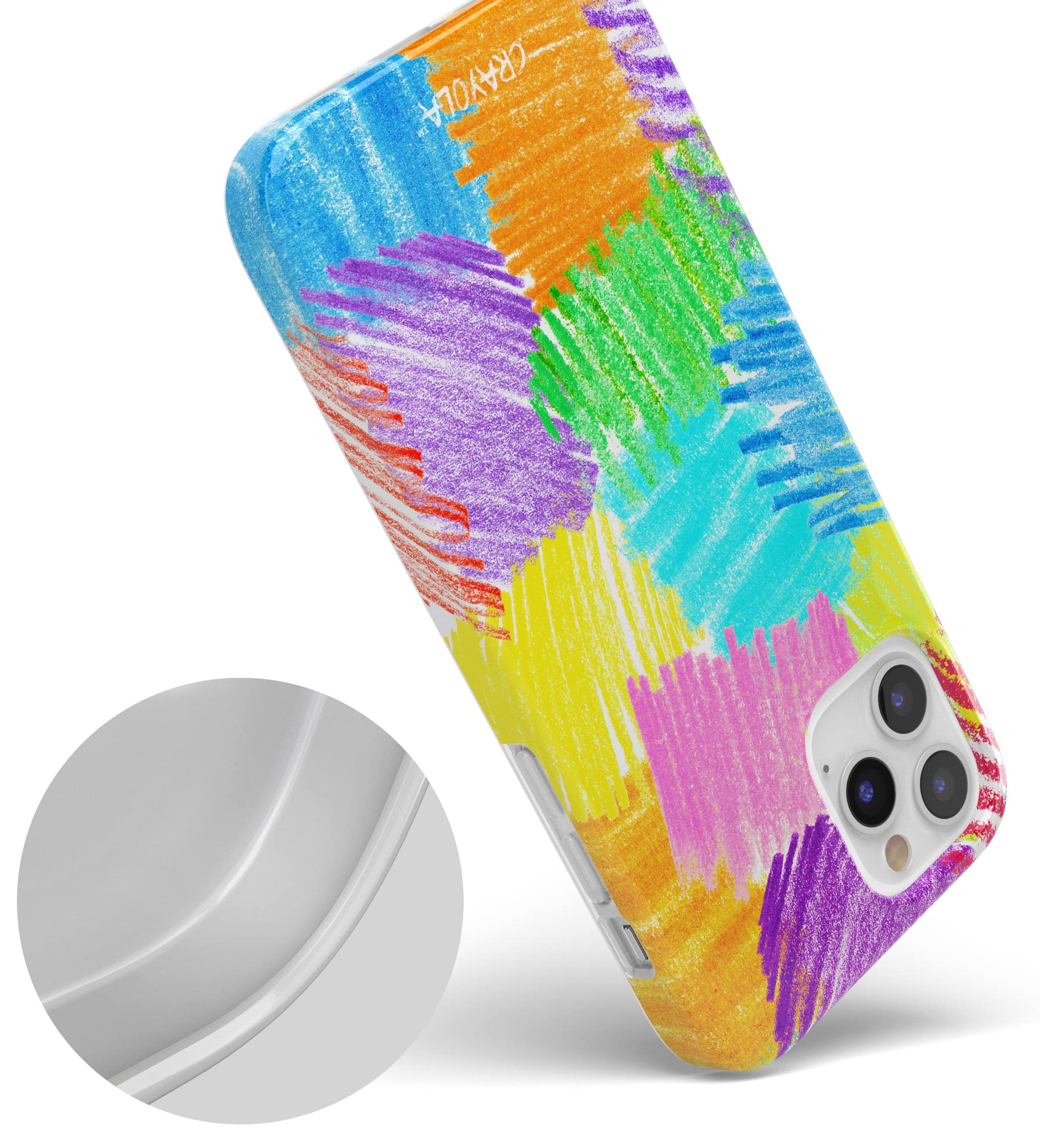 Casely iPhone 12/12 Pro Case - Ultra Slim Protective Cover with Crayola Rainbow Pencil Design | Scribble Me That Style | Perfect for School, Work & Everyday Use
