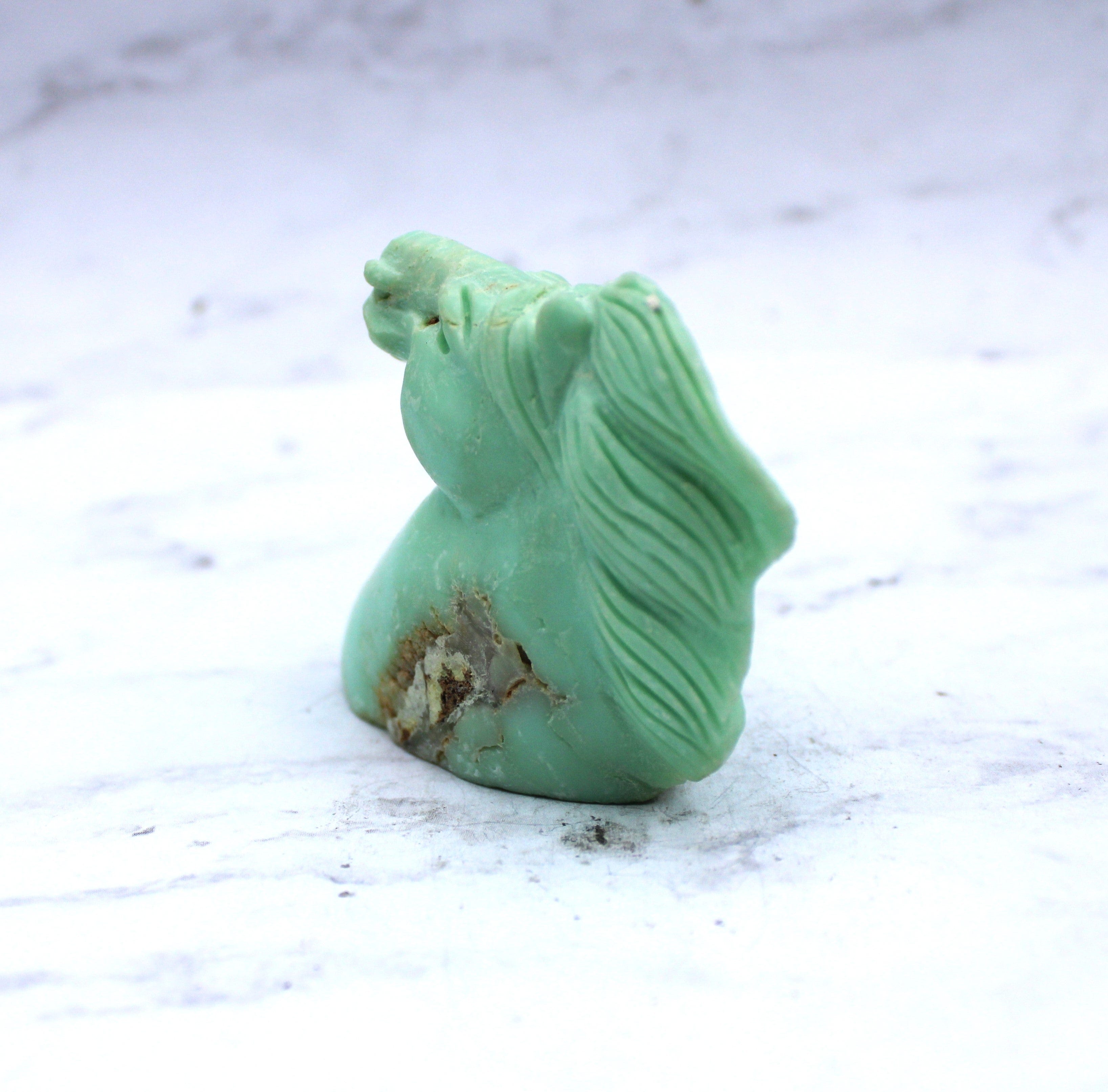 Natural Green Chrysoprase Gemstone Horse Carving - Handmade Spiritual Decor for Home, Office & Feng Shui - Perfect Gift for Collectors & Horse Lovers