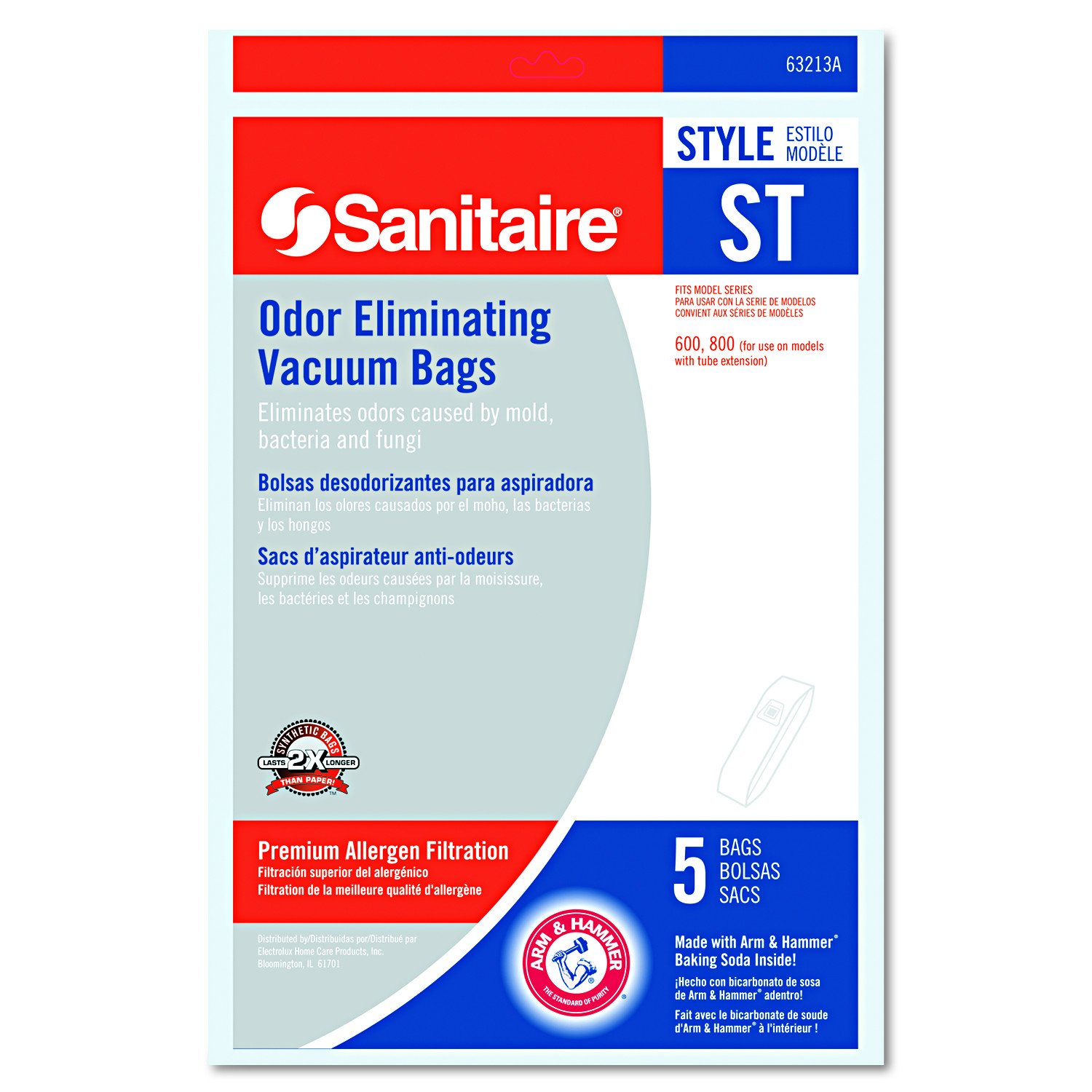 Electrolux Sanitaire 63213B10CT Style ST Vacuum Bags (50-Pack) - Compatible with SC600 & SC800 Series - HEPA Filtration for Allergies & Pet Hair - Ideal for Home Cleaning & Office Maintenance