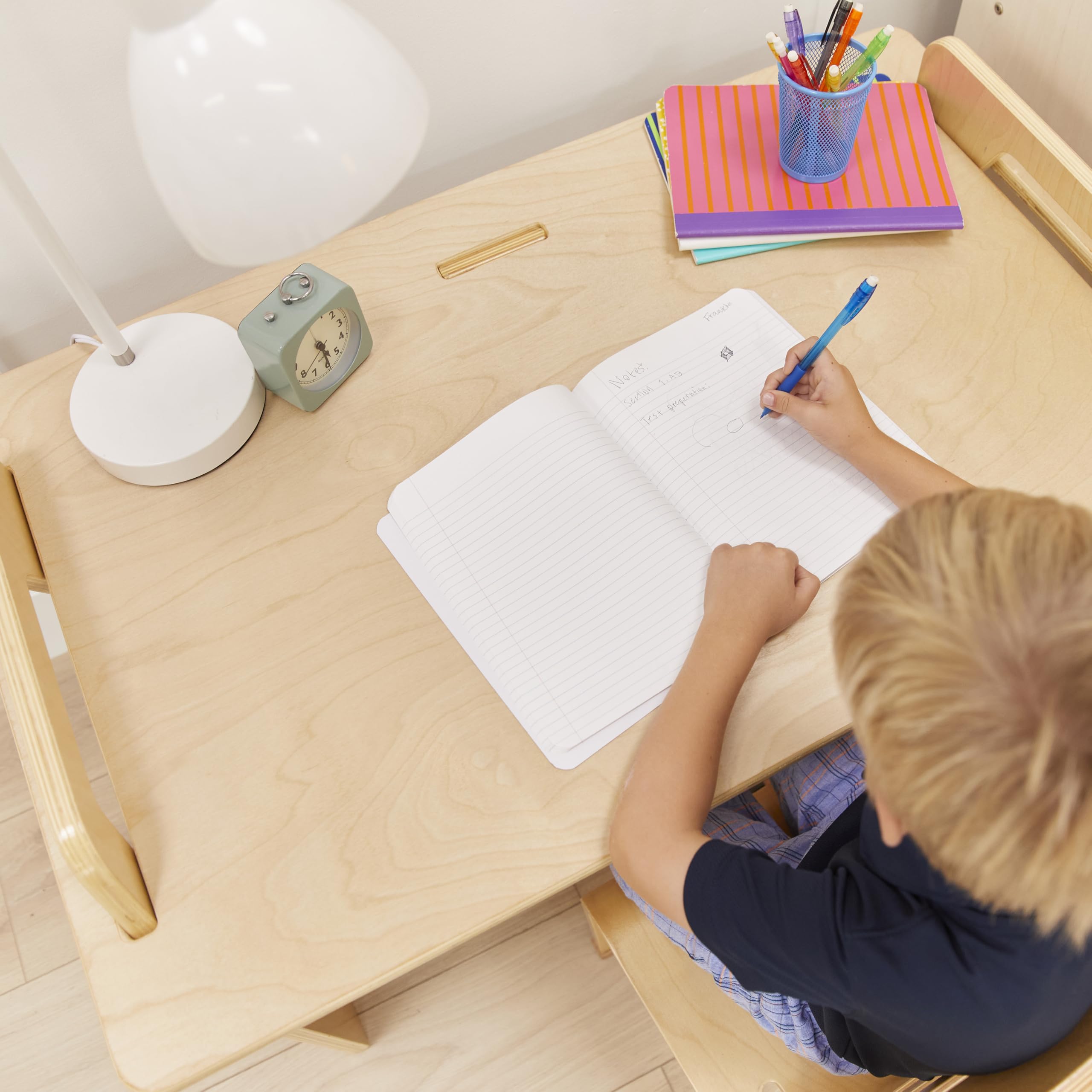 ECR4Kids StudyStation Desk - Natural Wood Kids Study Desk with Storage Shelf, Perfect for Homeschooling & Remote Learning - Durable Children's Furniture for Bedroom or Classroom