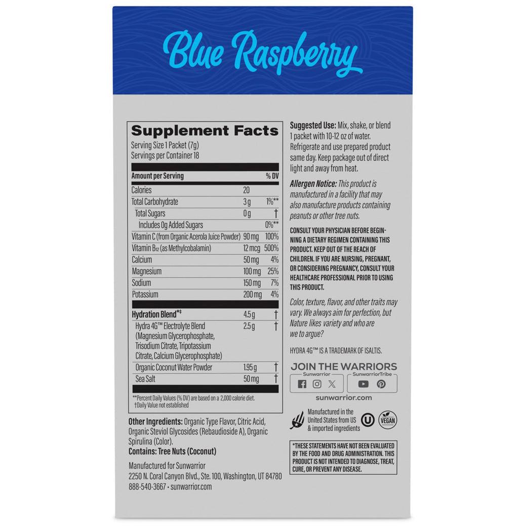Sunwarrior Sport Active Hydration Powder - Organic Electrolyte Drink Mix for Athletes & Fitness - Post Workout Recovery & Energy Boost - Ideal for Gym, Running & Sports Performance