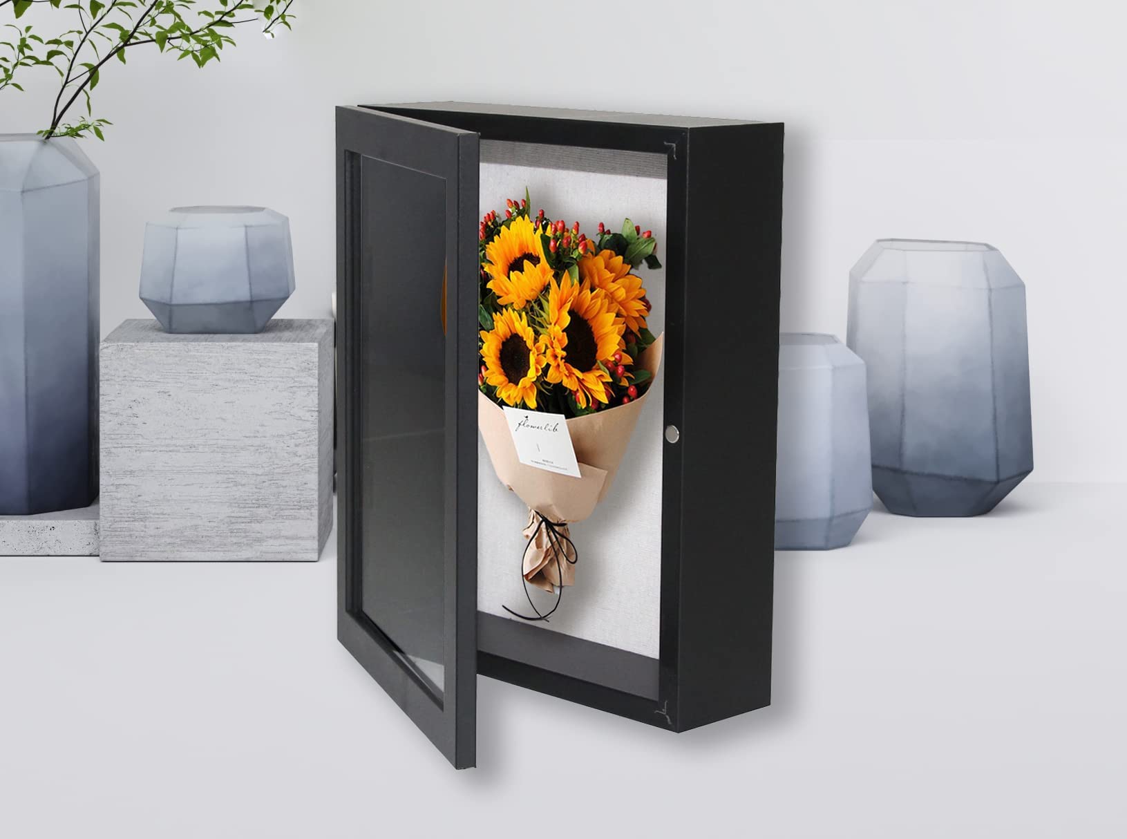 8x10 Inch Shadow Box Frame with Linen Back - Display Case for Photos, Sports Memorabilia, Awards, Medals & Tickets - Perfect for Wall Decor, Memory Keepsakes, Wedding Gifts & Home Office Display (Black)