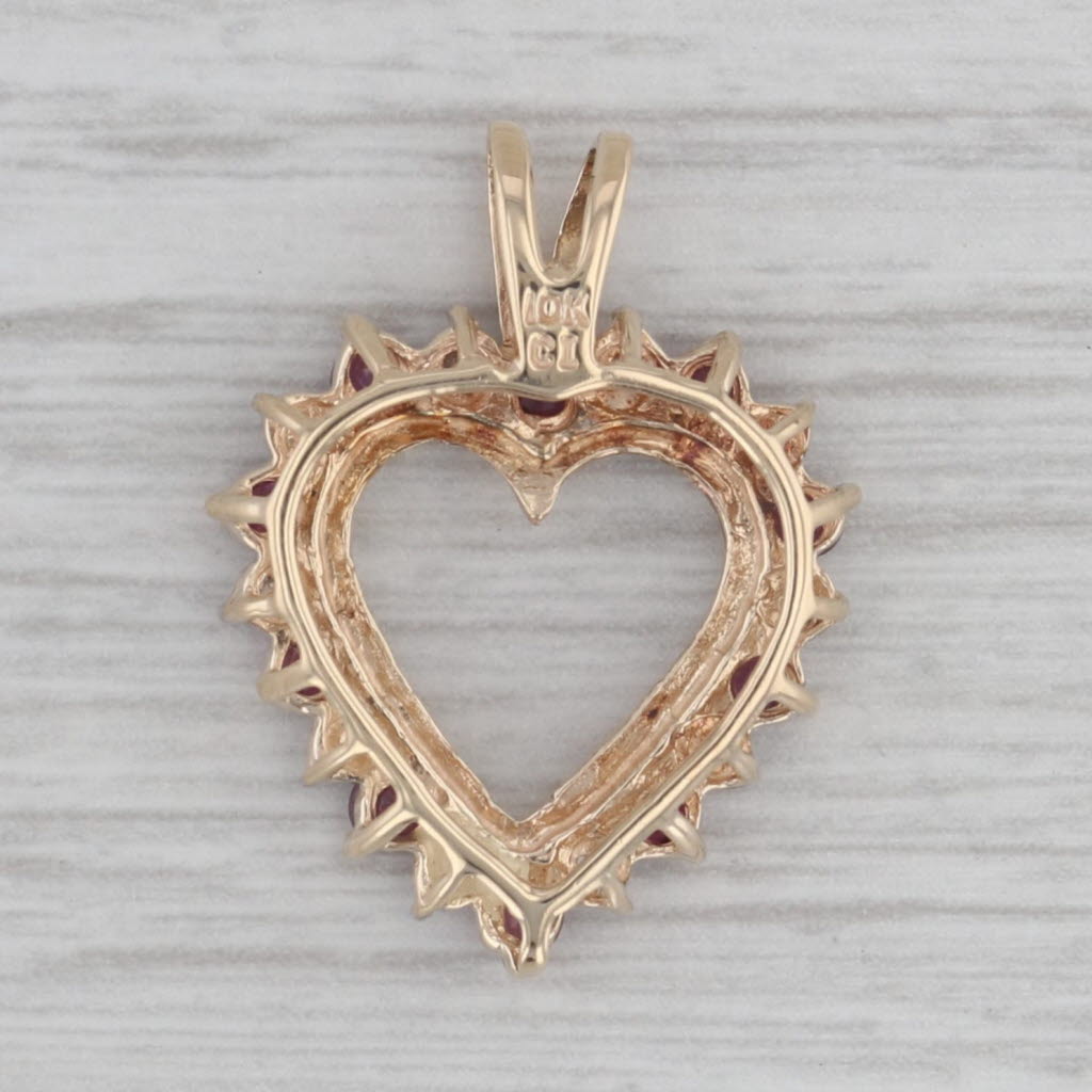 0.60ctw Genuine Ruby Heart Pendant Necklace - 10K Yellow Gold with Diamond Accents | Romantic Gift for Valentine's Day, Anniversary & Special Occasions