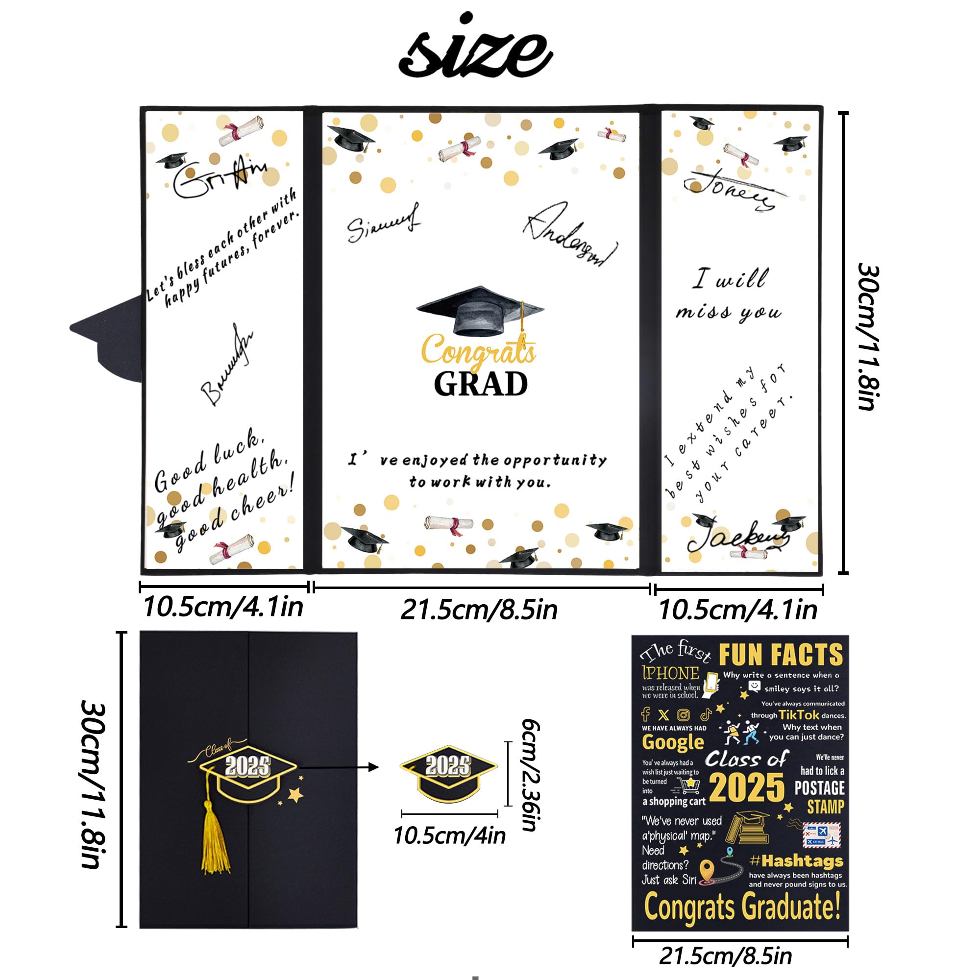 Black Gold Class of 2025 Graduation Party Decorations - Alternative Signature Guest Book & Signing Card Board - Perfect for Graduation Gifts & Celebration Decor (Graduation Party, Senior Year Memories, Commencement Ceremony)