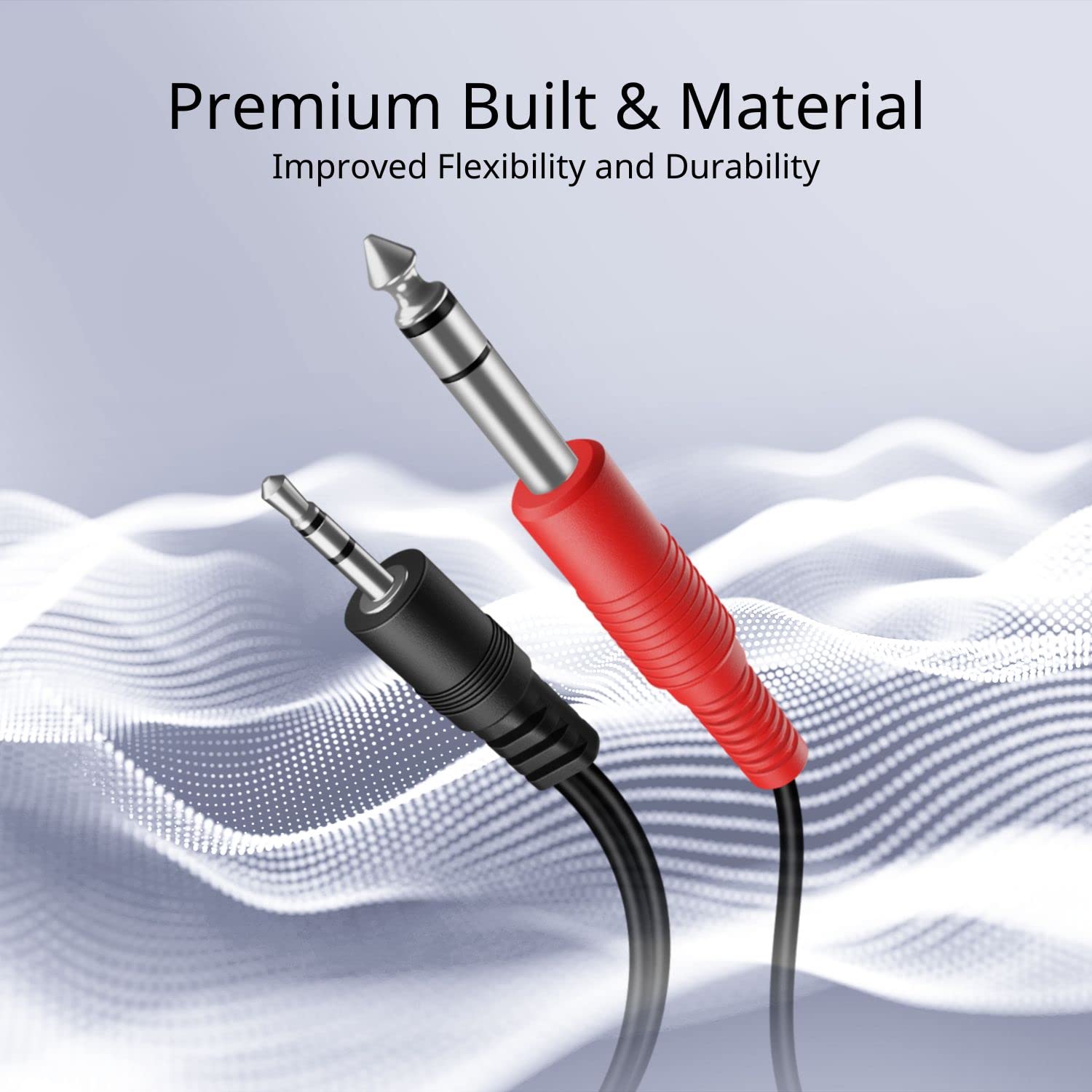 TNP Products 3ft 3.5mm TRS to Dual 6.35mm TS Audio Cable - Male to Male Y Splitter for Headphones, Smartphones, Laptops, Speakers, Amplifiers & Audio Mixers - Perfect for Home Studios, DJ Setups & Live Performances